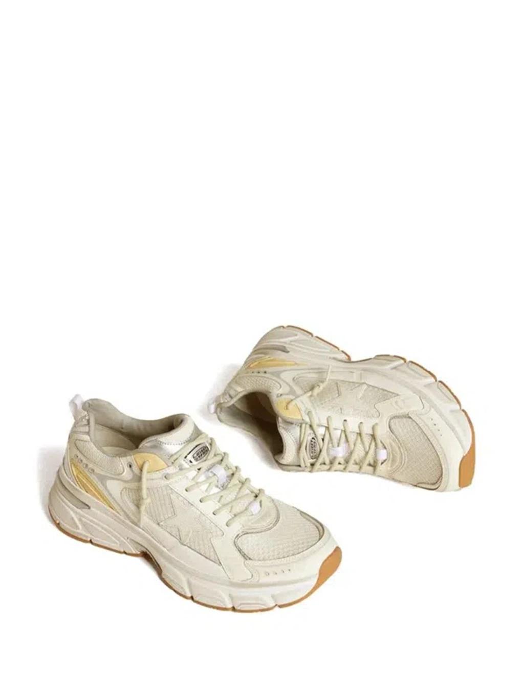 GOLDEN GOOSE Lightstar Leather Net And Suede Upper Sneakers With Tpu Star Net Heel In White Product Image