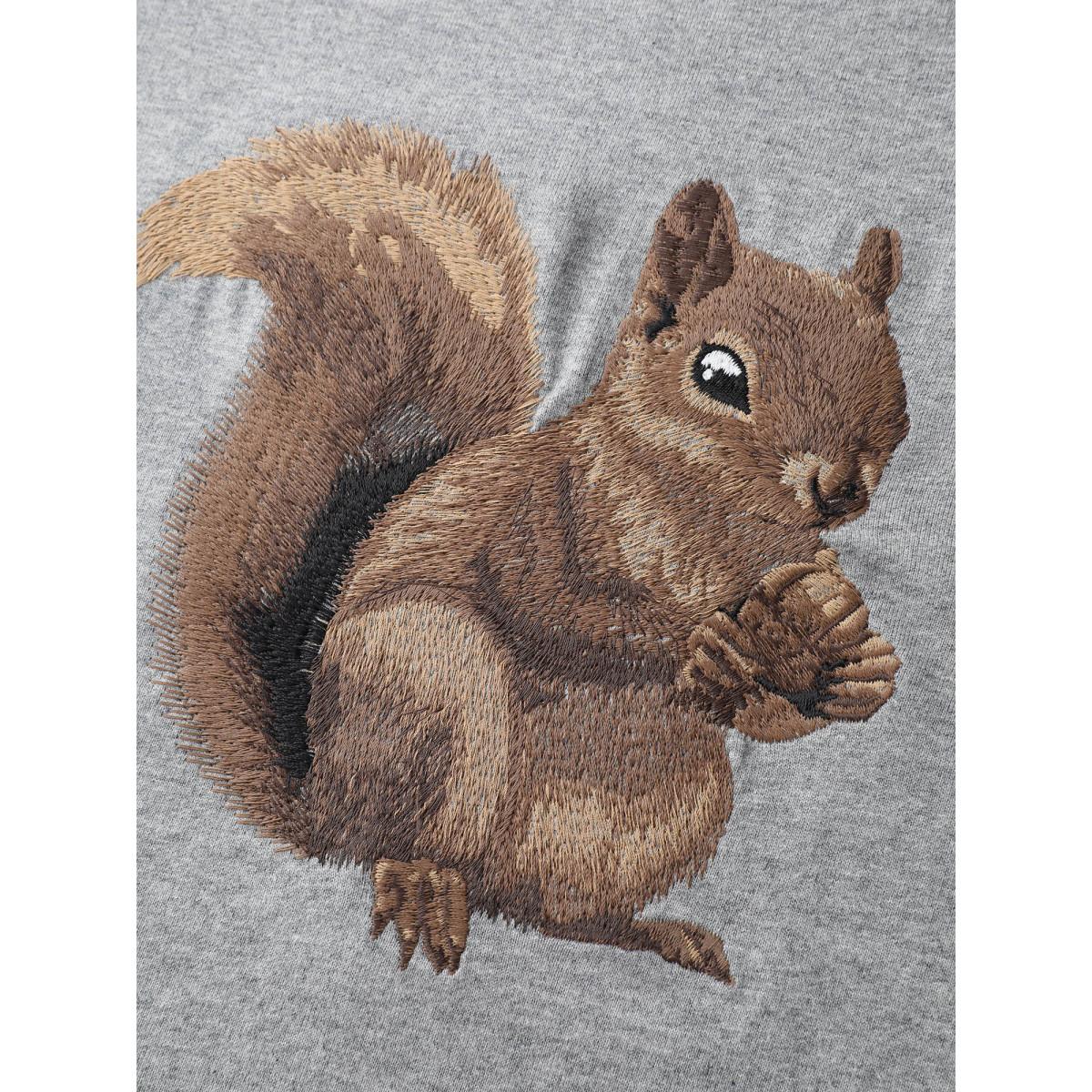 Plus Size Supersoft Squirrel Embroidered Sweatshirt Women DarkGray Leisure Embroidered Round Neck Casual Sweatshirts BloomChic 26/4X Product Image