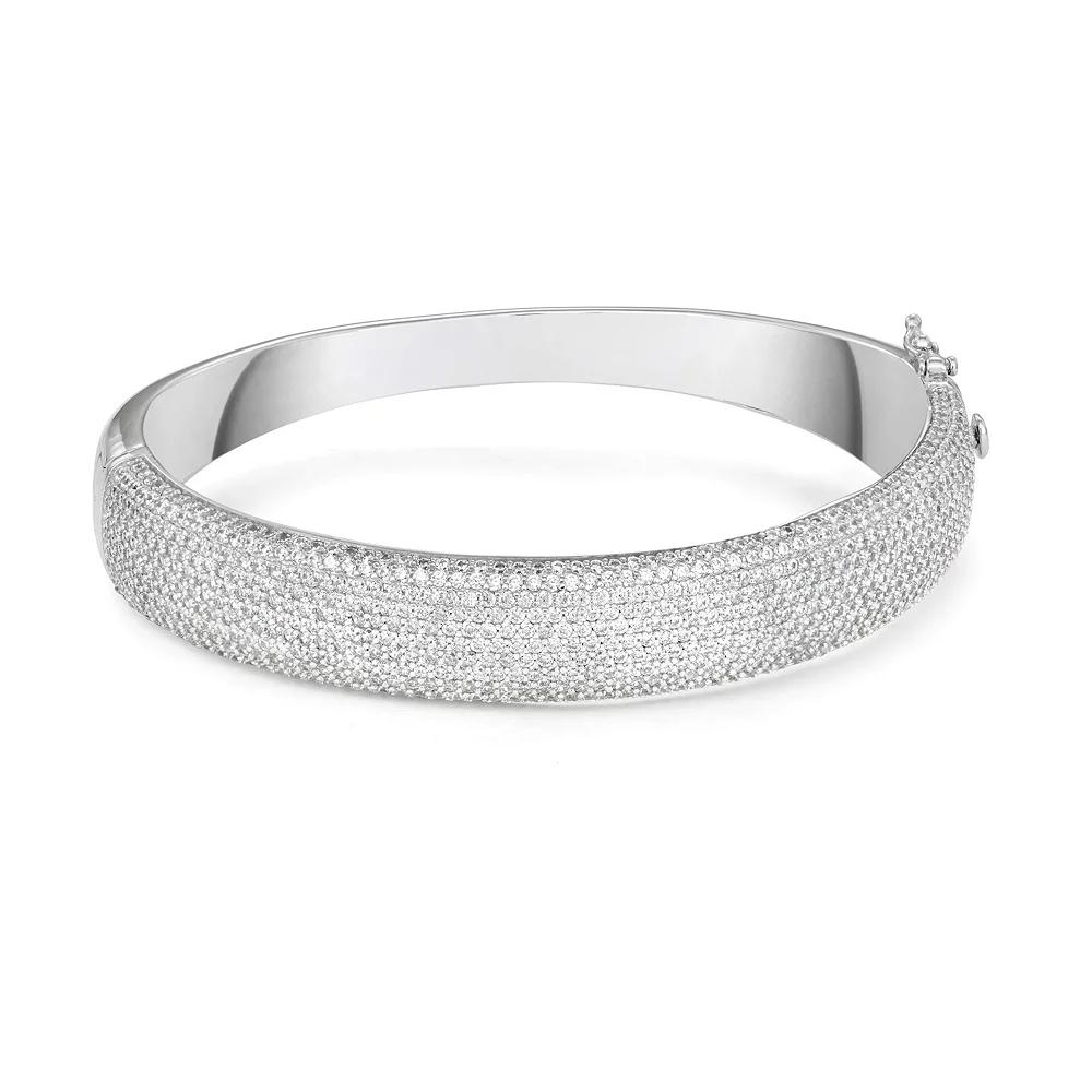 Ivy Sharpe Silver Plated Pave Cubic Zirconia Bangle Bracelet, Women's, Size: 7.25", Silver Tone Product Image