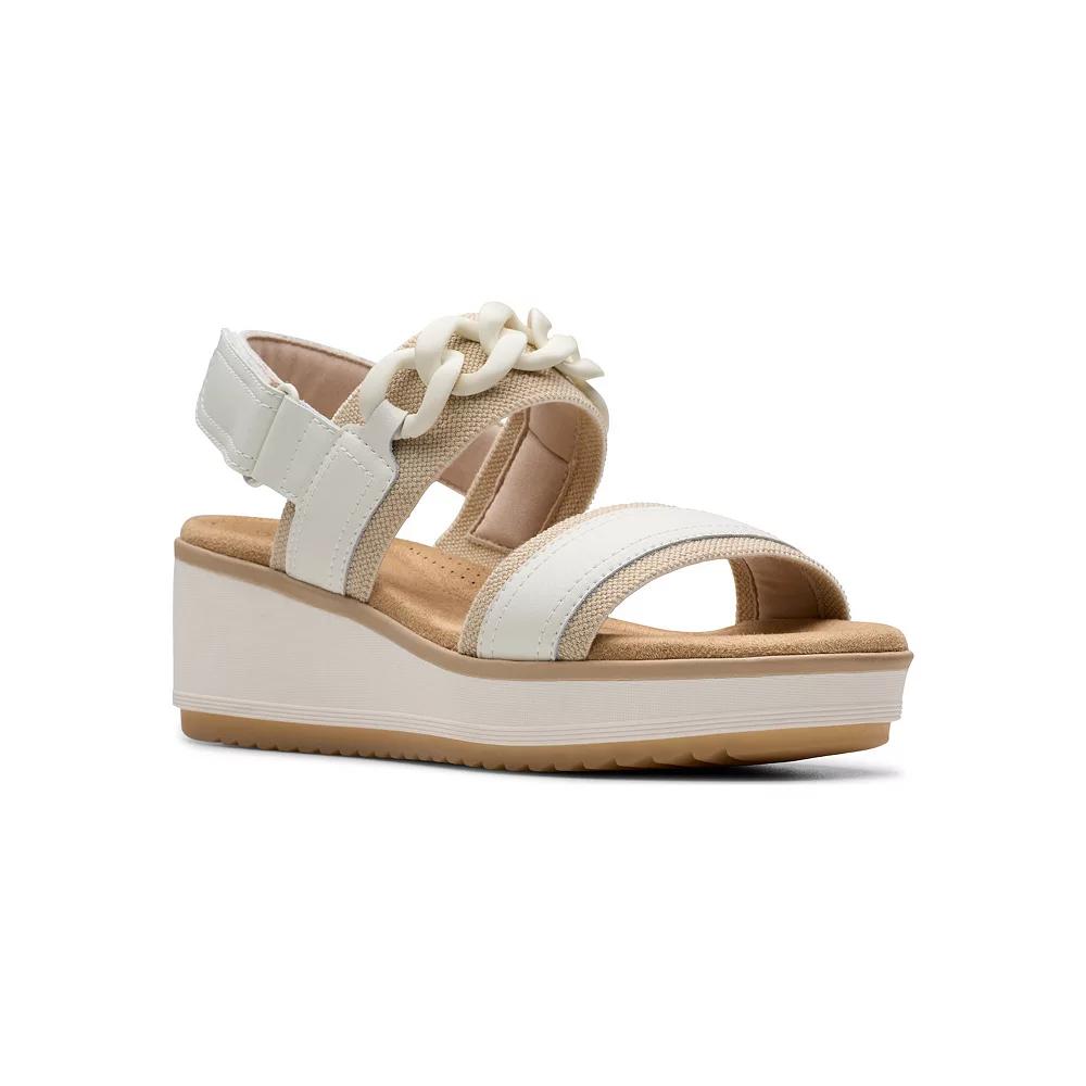 Clarks® Wrenly Eve Women's Leather Wedge Sandals, Size: 12 Medium, Off White Product Image