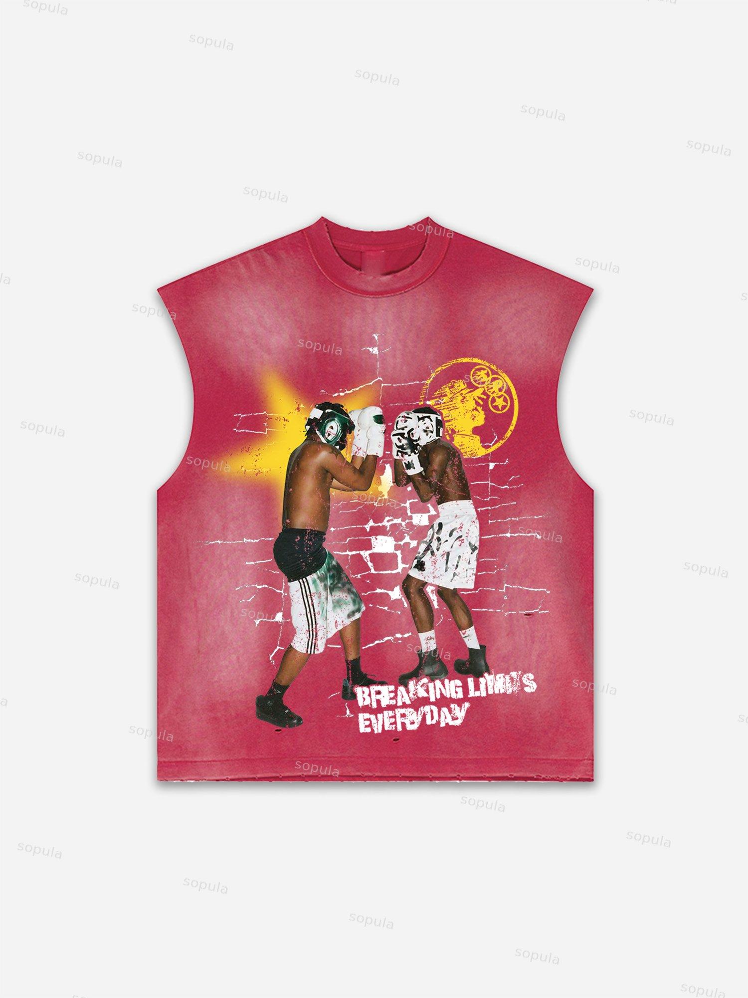 Sopula Men's Fly By Choice X Spacestation Graphic Print Distressed Tank Tops Sleeveless Shirts Product Image