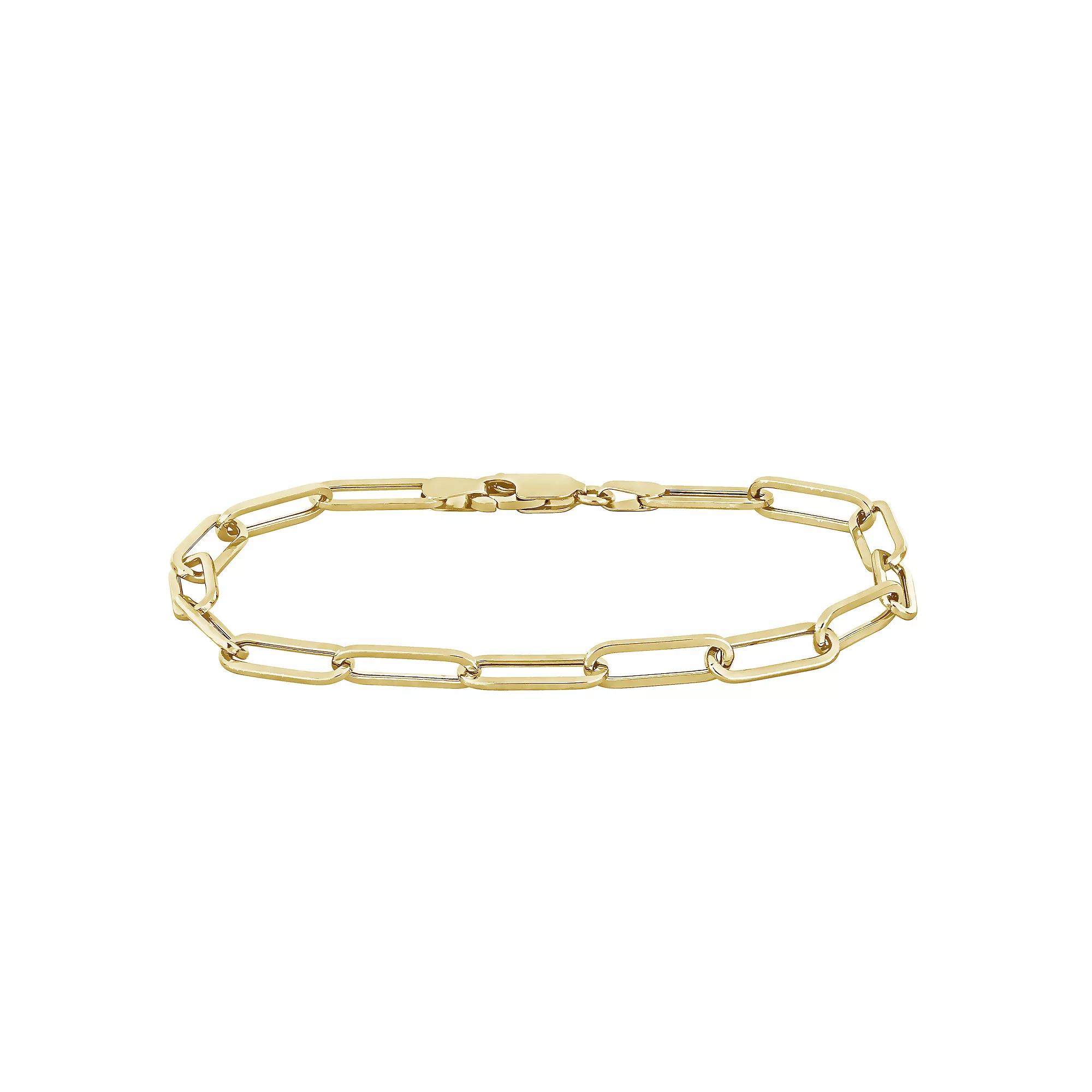 Stella Grace Men's 14k Gold Polished Paper Clip Chain Bracelet, Size: 9" Product Image