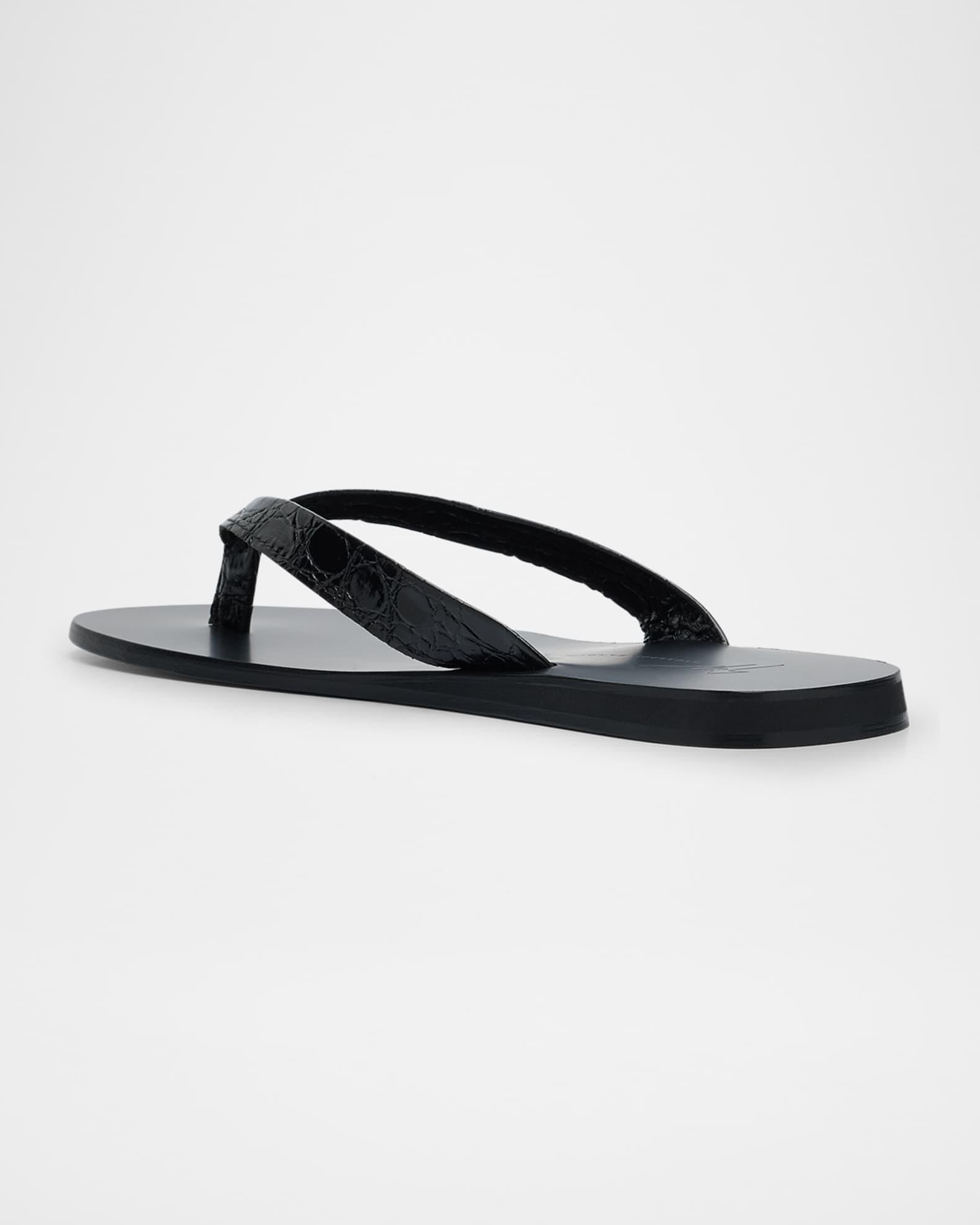 Men's Hally 10 Croc-Effect Leather Flip Flops Product Image
