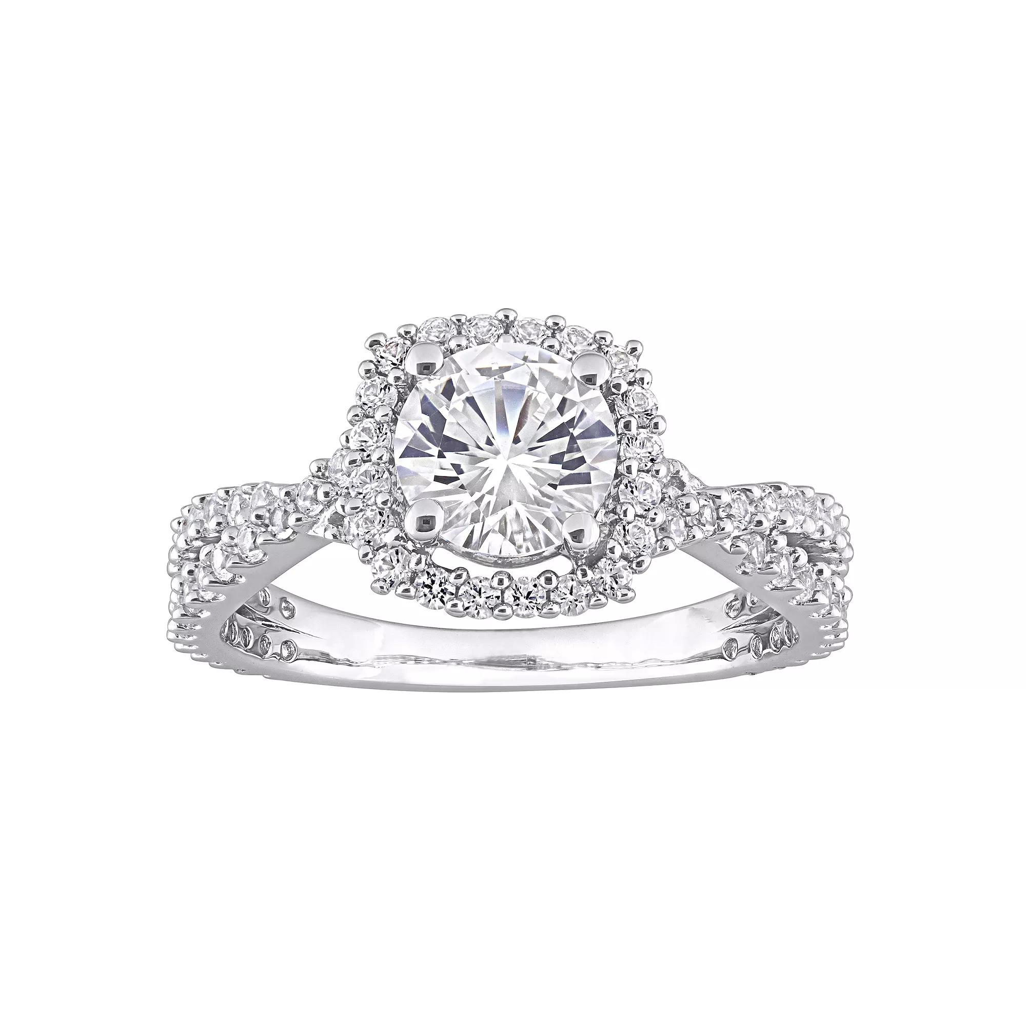 Stella Grace Sterling Silver Lab-Created White Sapphire Halo Ring, Women's, Size: 8 Product Image