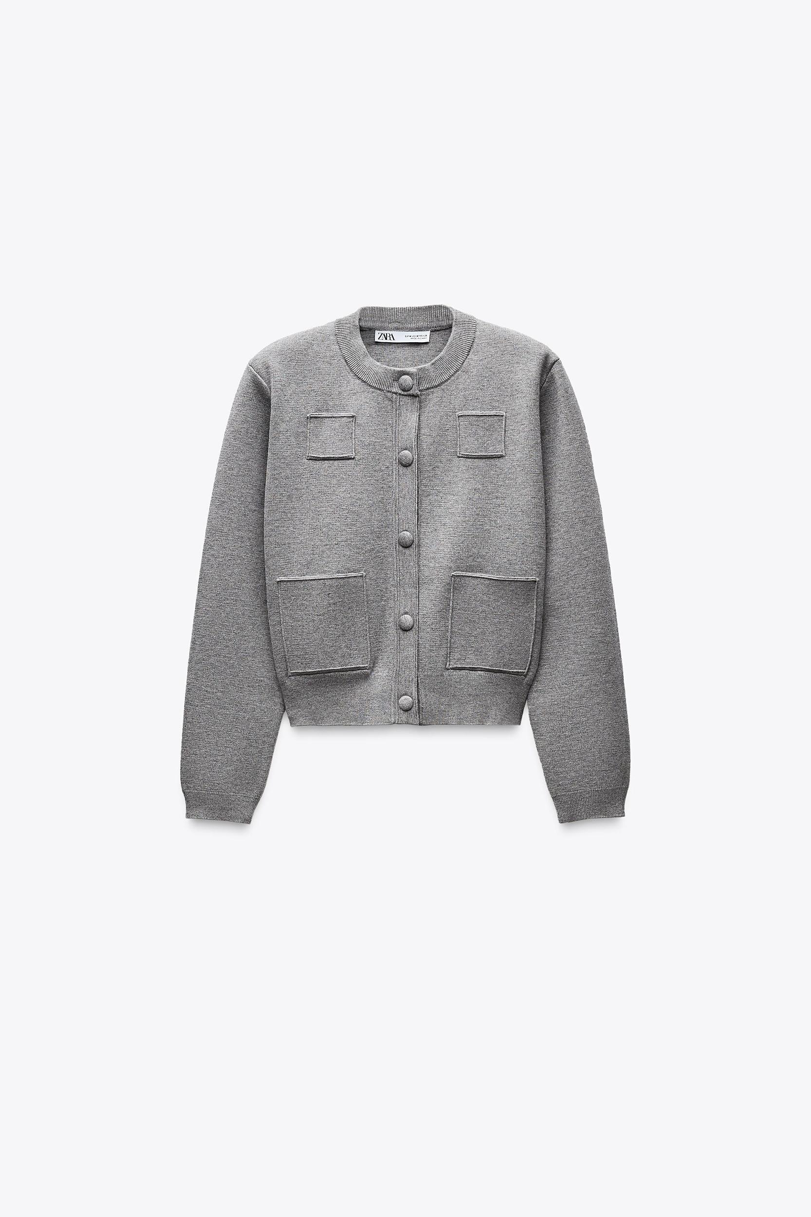 PLAIN KNIT SHOULDER PAD JACKET Product Image