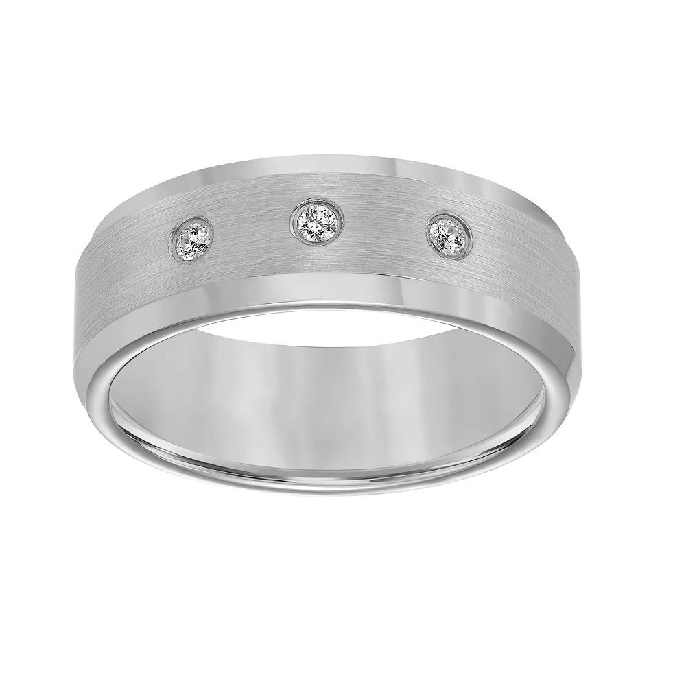AXL 1/10 Carat T.W. Diamond Gray Tungsten Carbide 8 mm Comfort Fit Mens Band Product Image