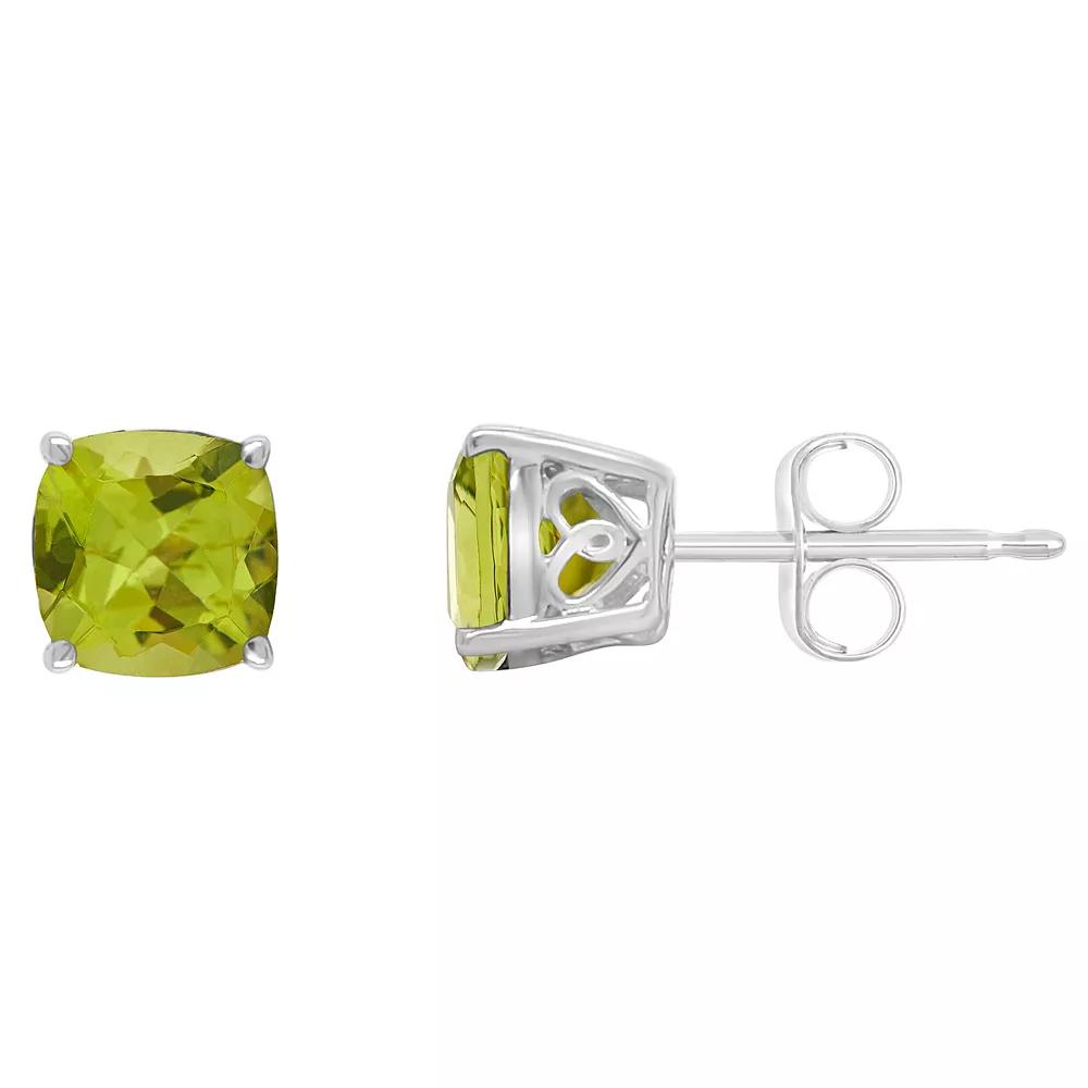 Alyson Layne 14k Gold Cushion Peridot Stud Earrings, Women's, 14k White Gold Product Image