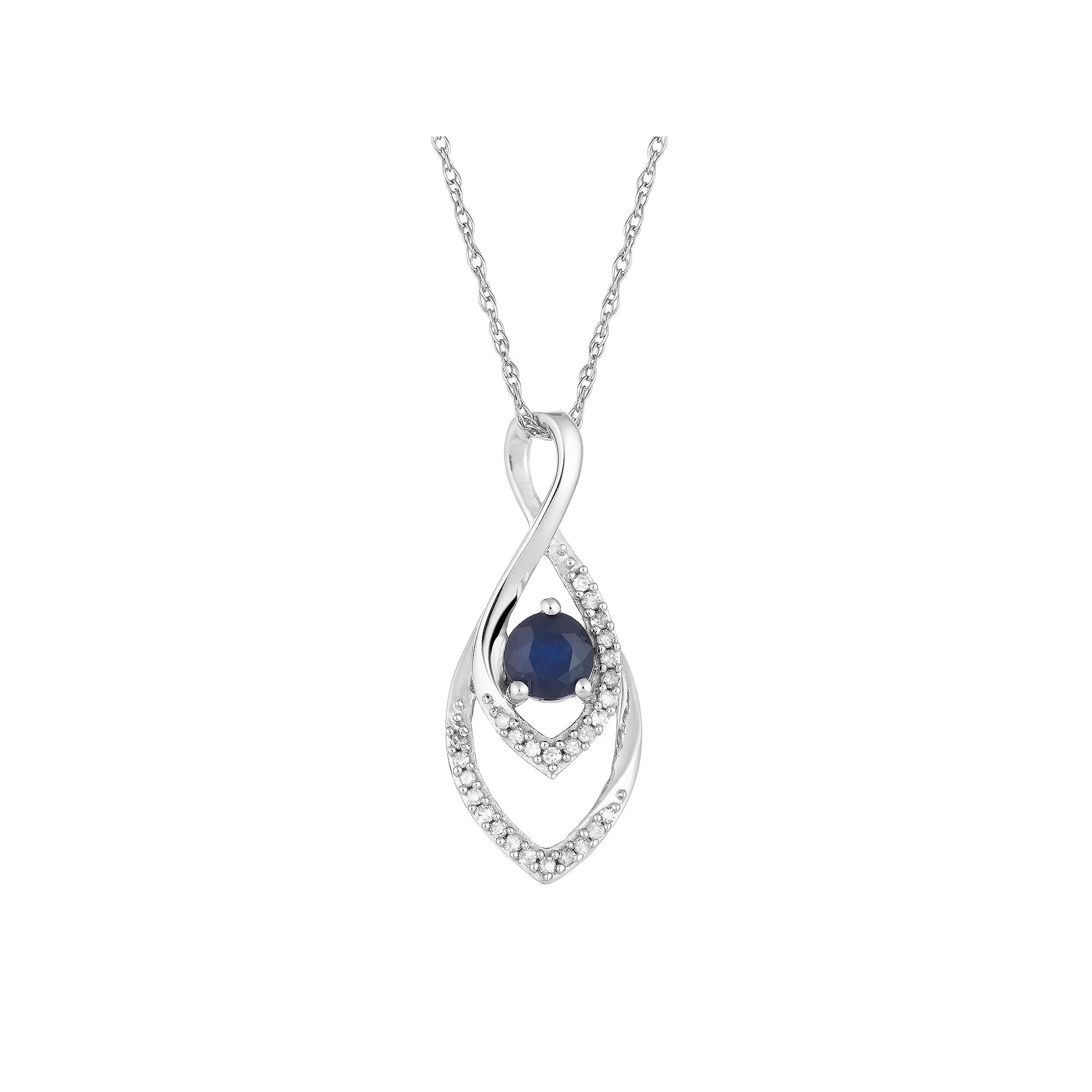 10k White Gold Sapphire  & Diamond Accent Infinity Wrap Pendant, Women's, Size: 18", 10k Whgold Product Image