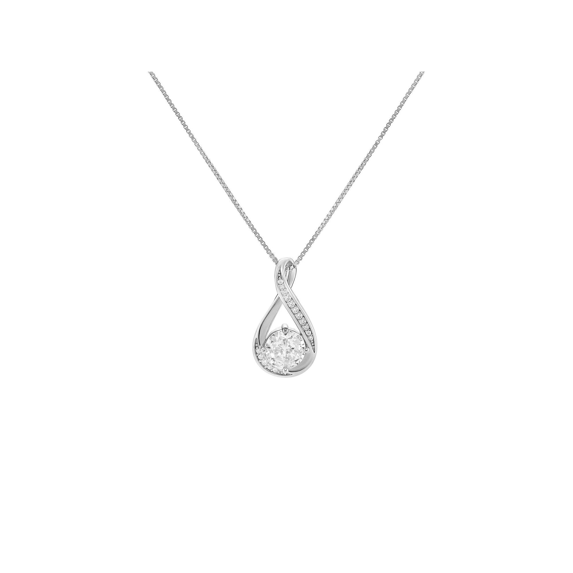PRIMROSE Sterling Silver Cubic Zirconia Infinity Pendant Necklace, Women's, Size: 18", Sterling Silver White Product Image