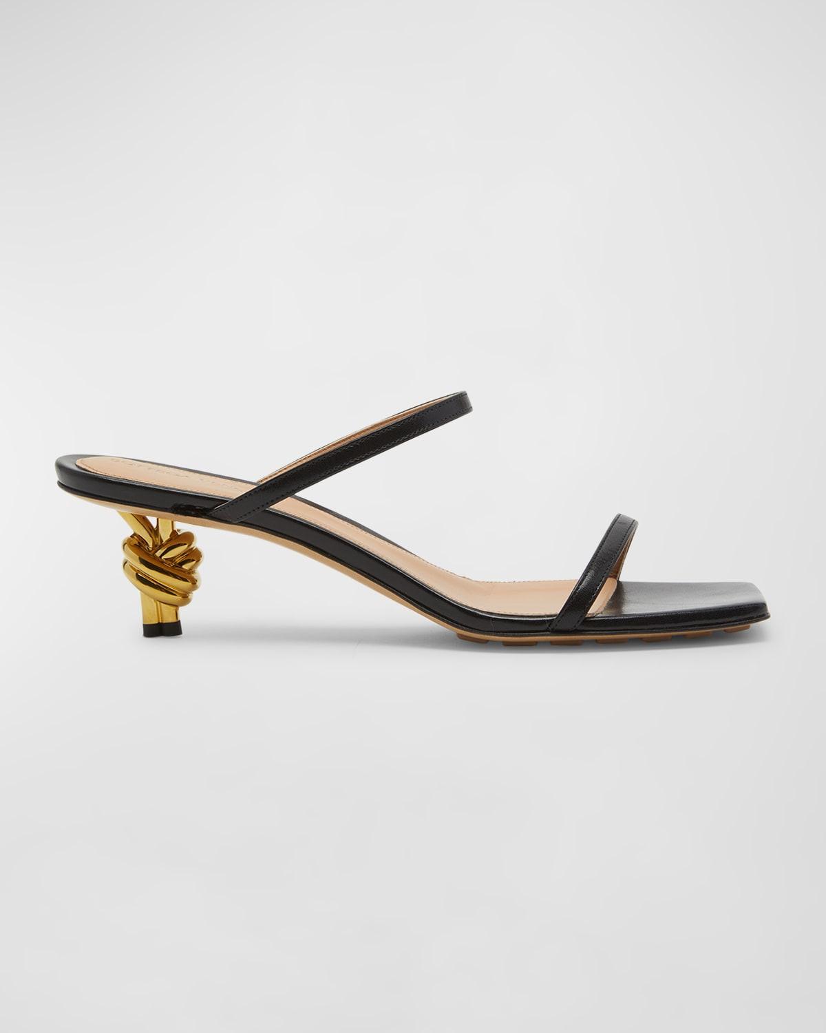 Womens 45MM Knot Heel Leather Sandals Product Image