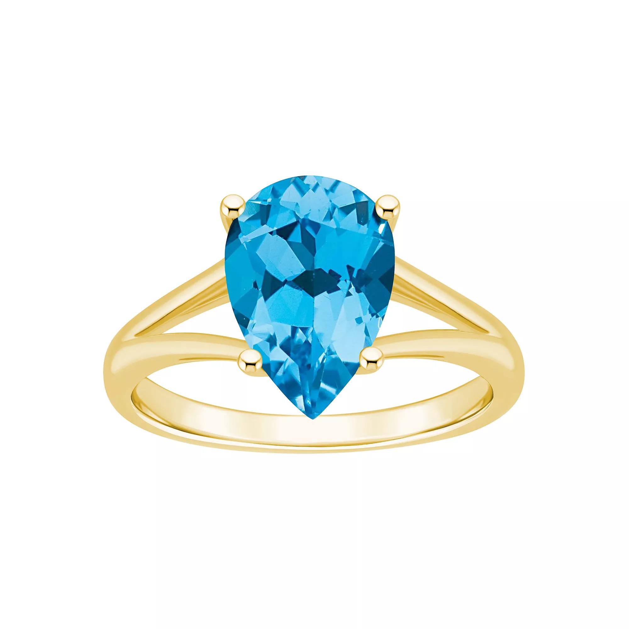 Alyson Layne 14k Gold Pear Shape Swiss Blue Topaz Ring, Women's, Size: 6 Product Image