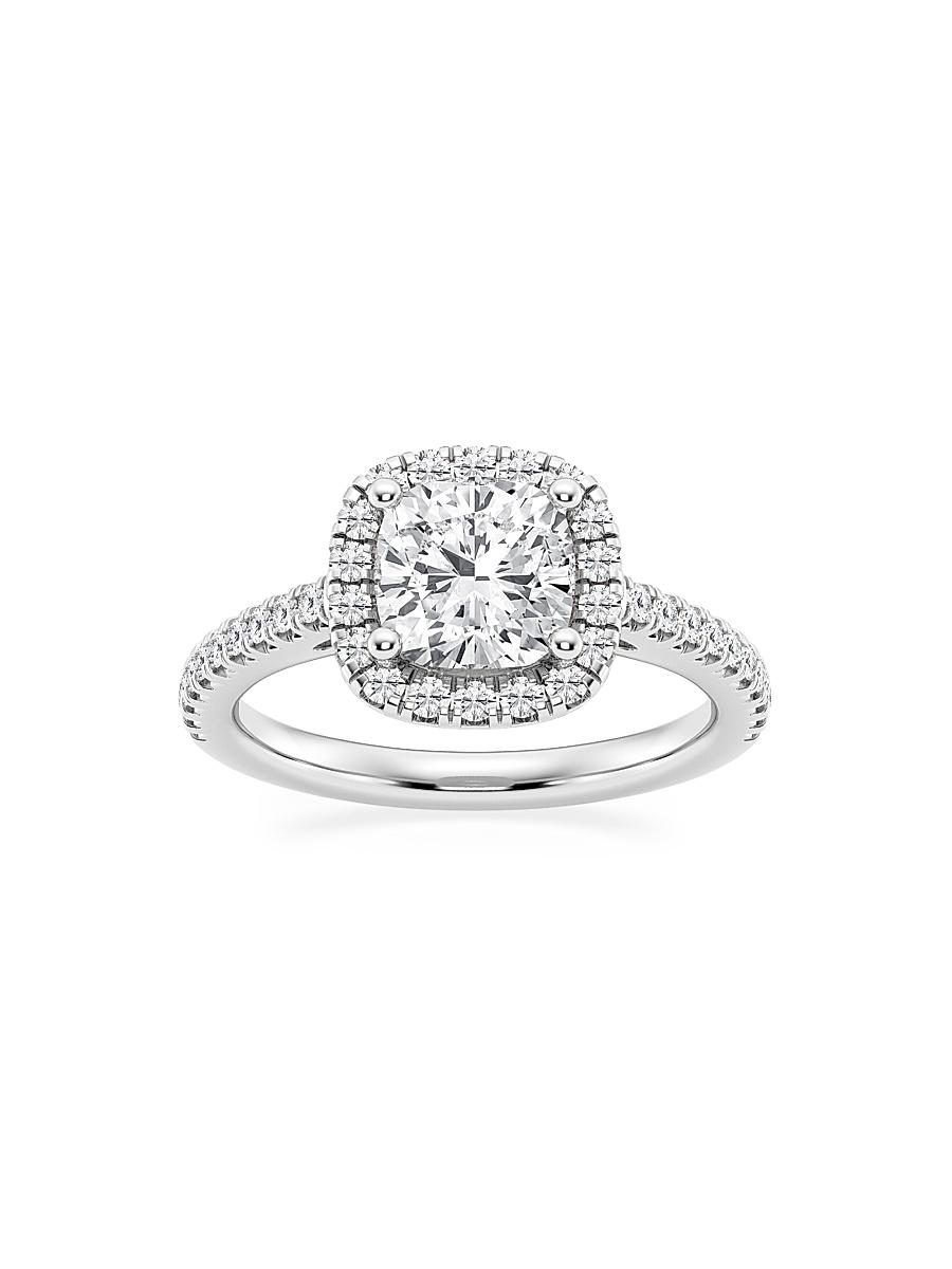 Womens 14K White Gold & Cushion-Cut Lab-Grown Diamond Halo Ring/1.30-3.60 TCW Product Image