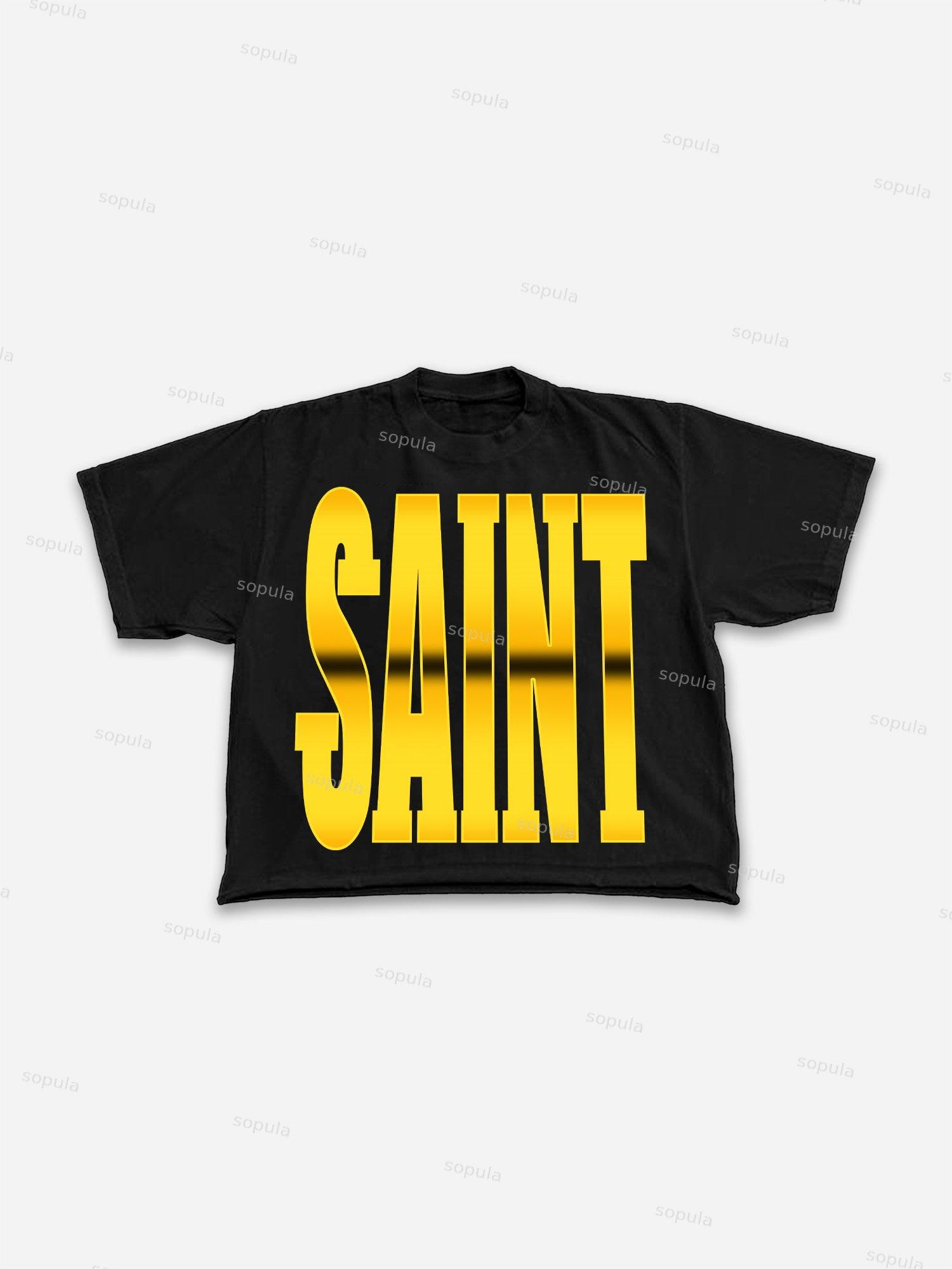 Reflective Saint Print Cropped T-shirt Product Image