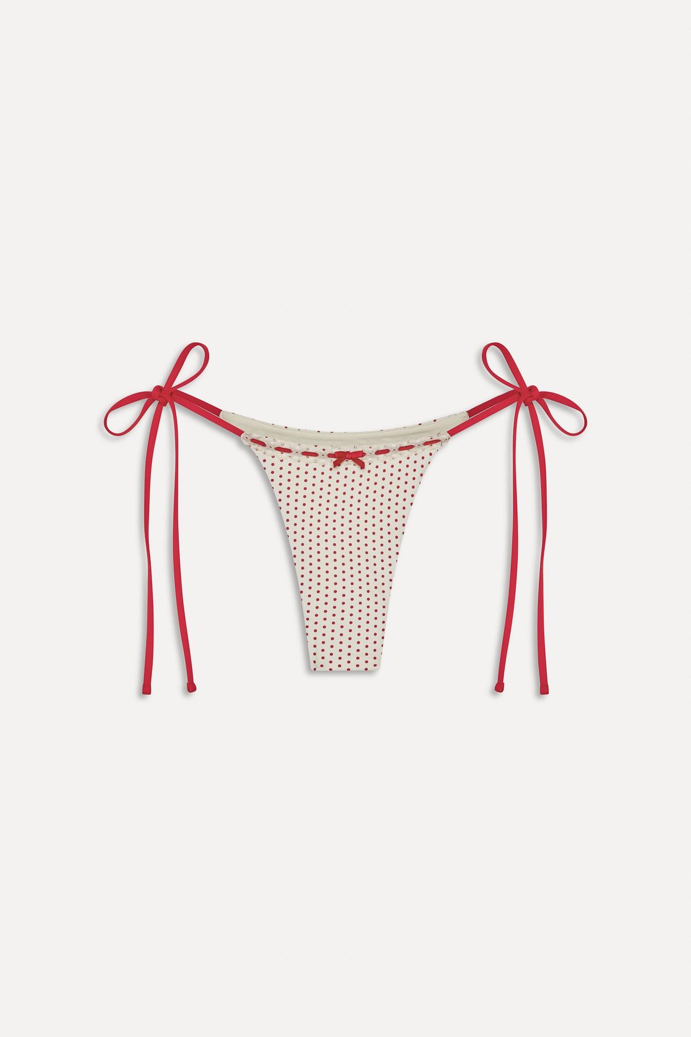 x BELLA HADID Mackenzie String Bikini Bottom - Strawberry Polka Dot Product Image