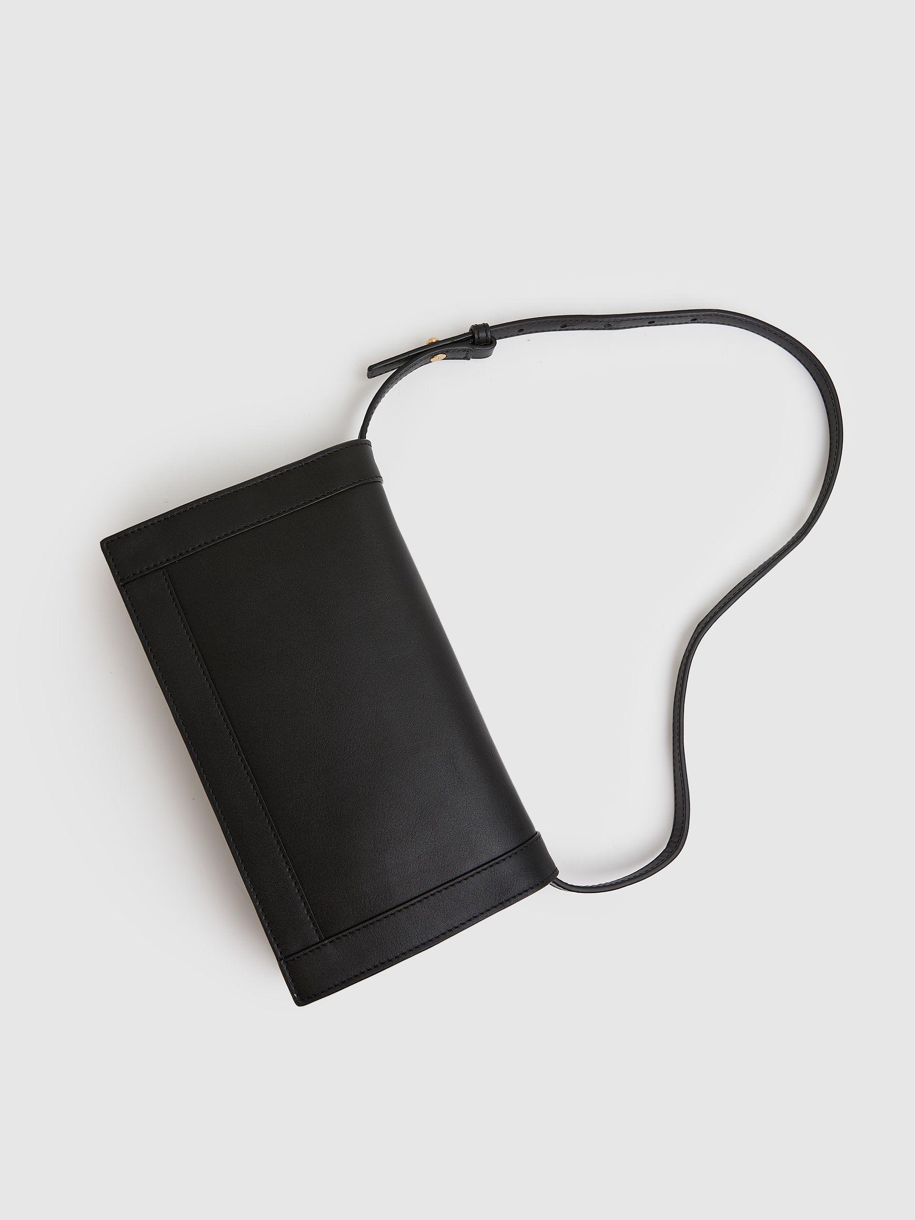 Leather Suede Shoulder Bag in Black Product Image