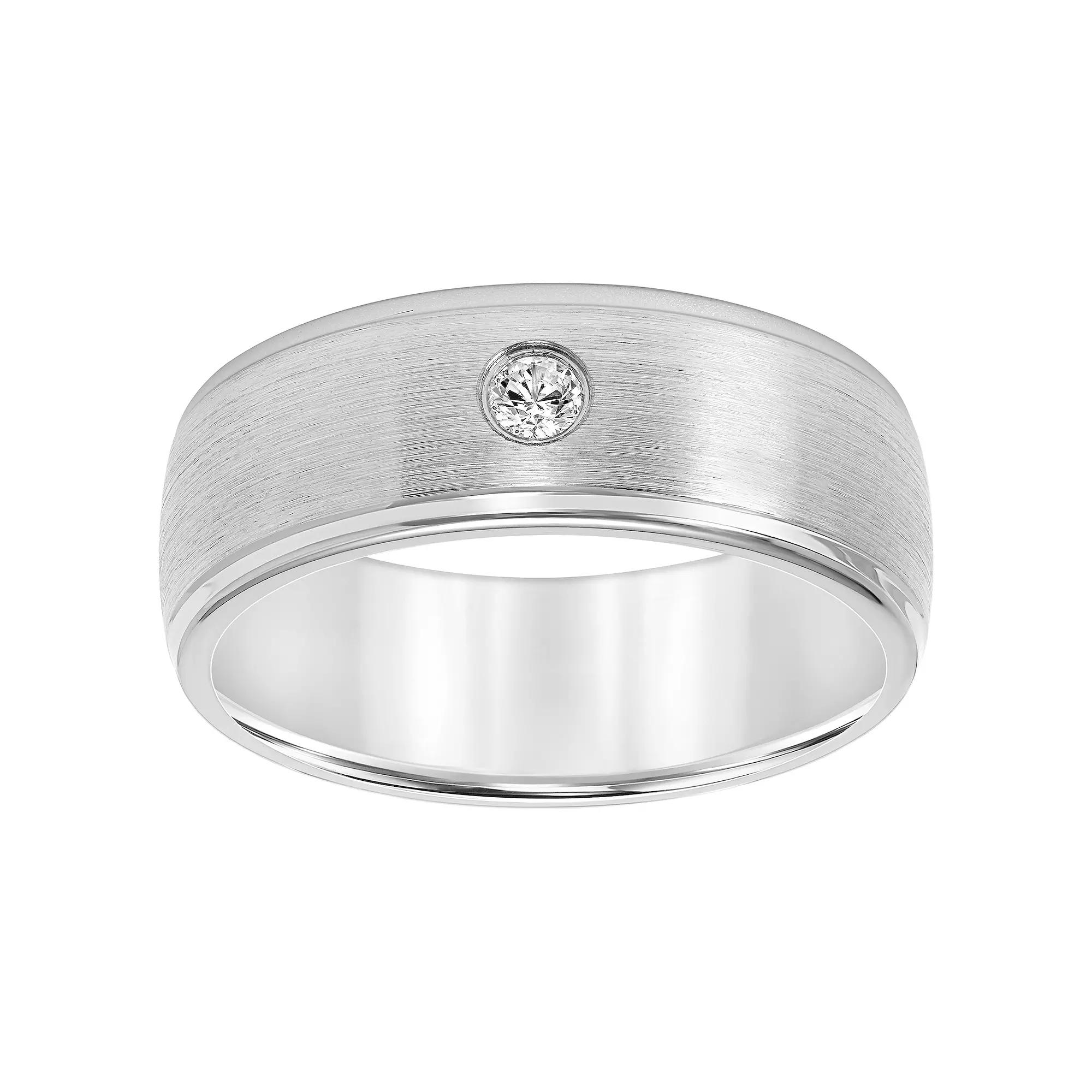 AXL 1/10 Carat T.W. Diamond Cobalt 8 mm Comfort Fit Men's Band, Size: 11.50, Silver Tone Product Image