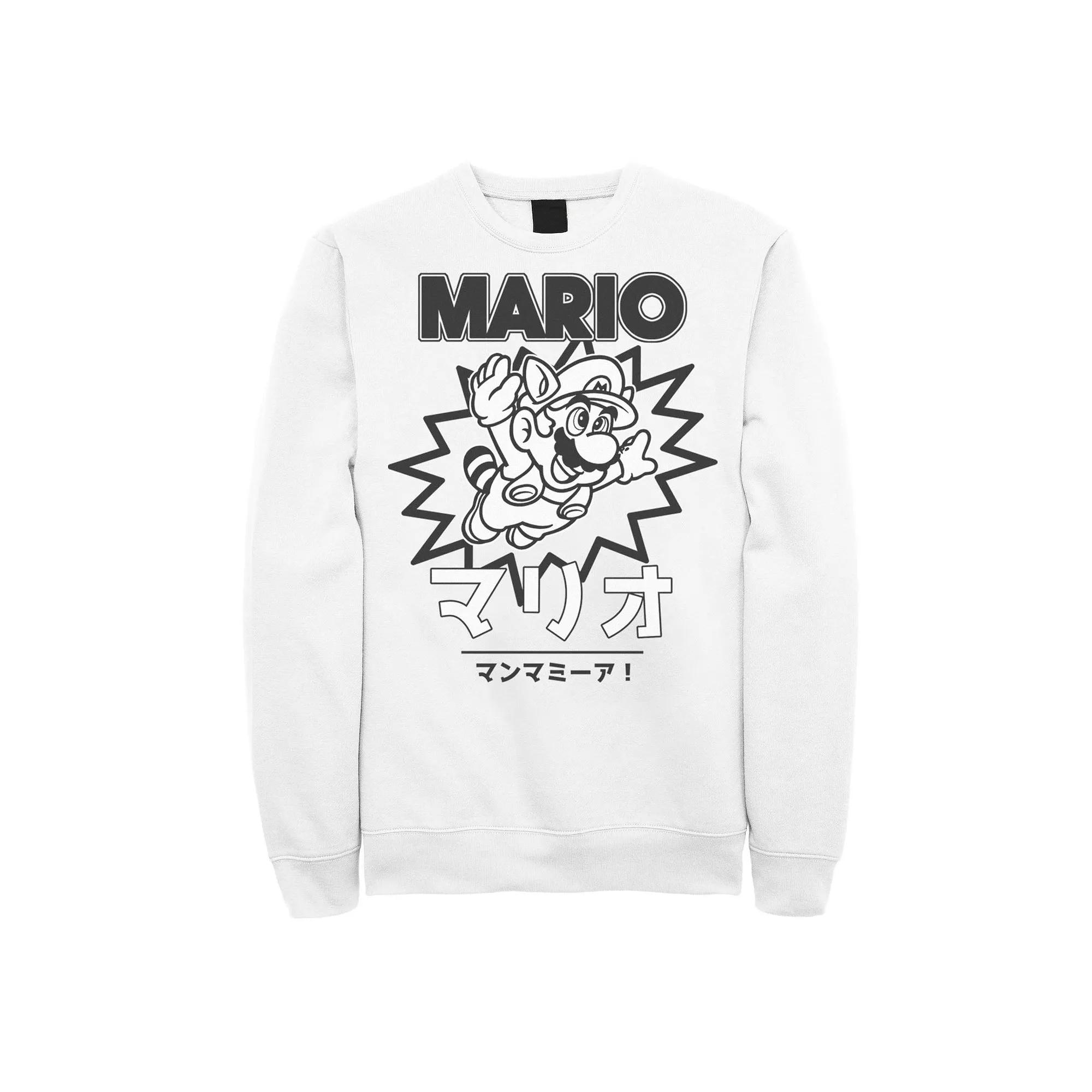 Men's Nintendo Super Mario Mario Flyin Kanji Sweatshirt,  Product Image