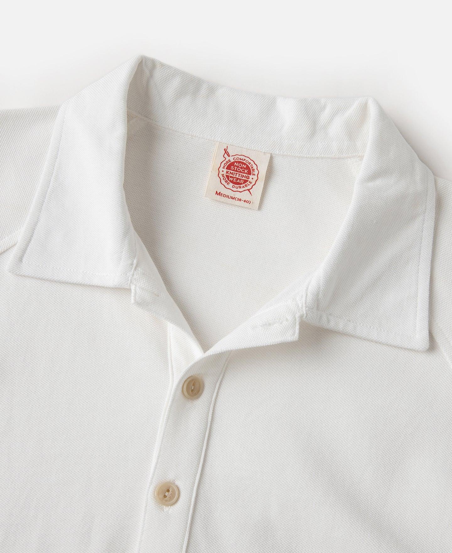 Raglan Sleeve Cotton-Piqué Polo Shirt - White Product Image