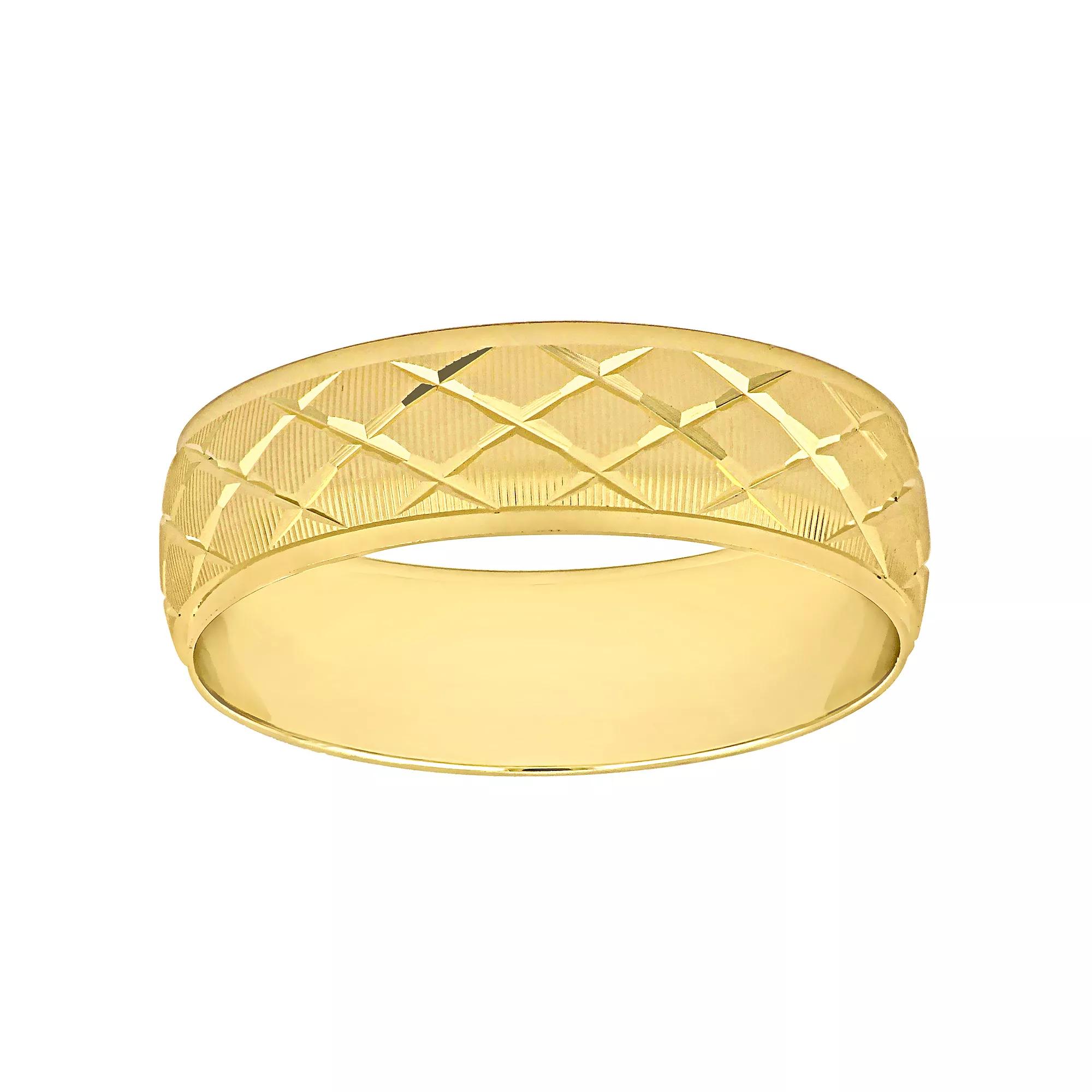 Stella Grace 14k Gold Mens 6 mm Lattice Wedding Band, Womens Product Image