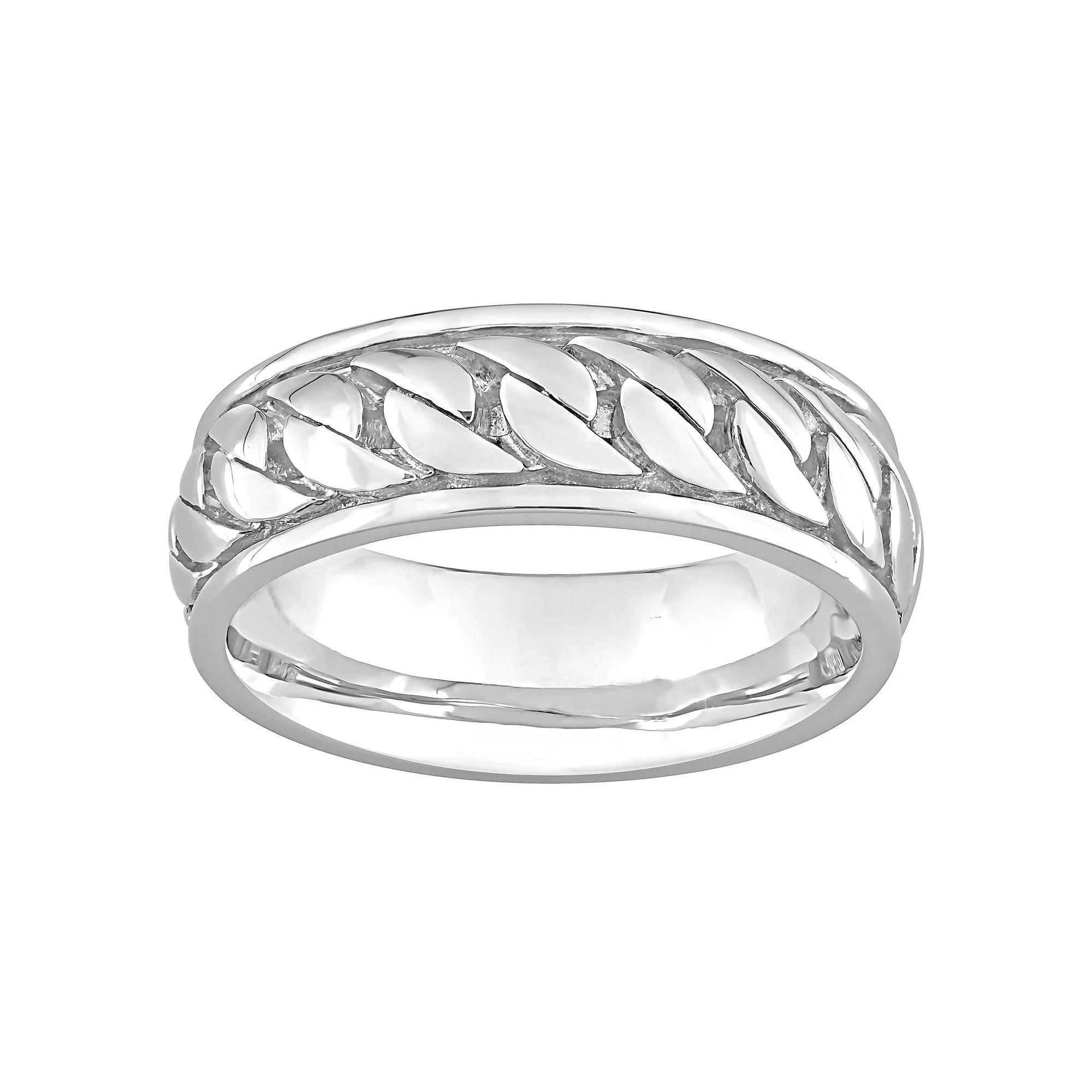 Stella Grace Mens Sterling Silver Ribbed Design Ring Product Image