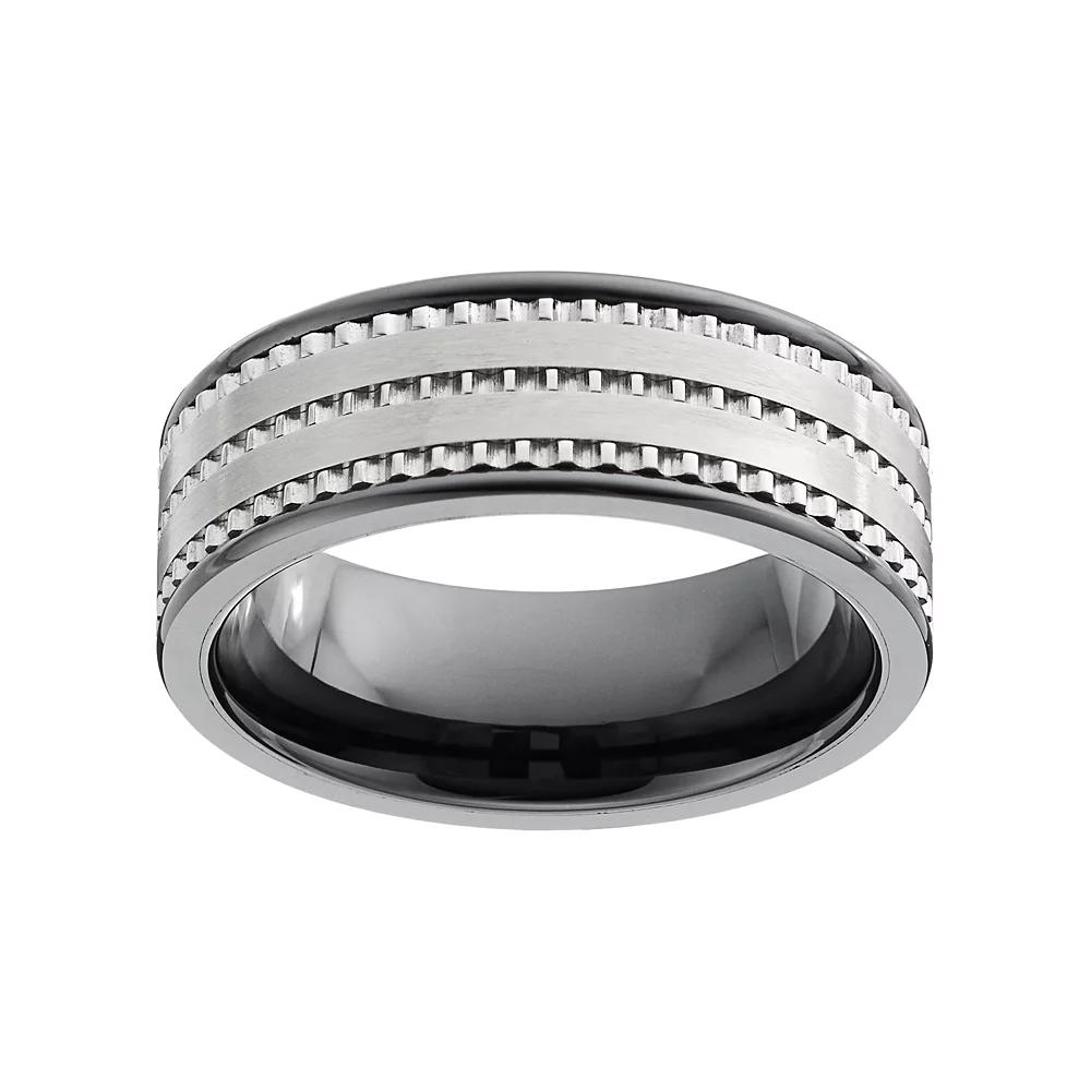 Men's Textured Black Ceramic Ring, Size: 8 Product Image