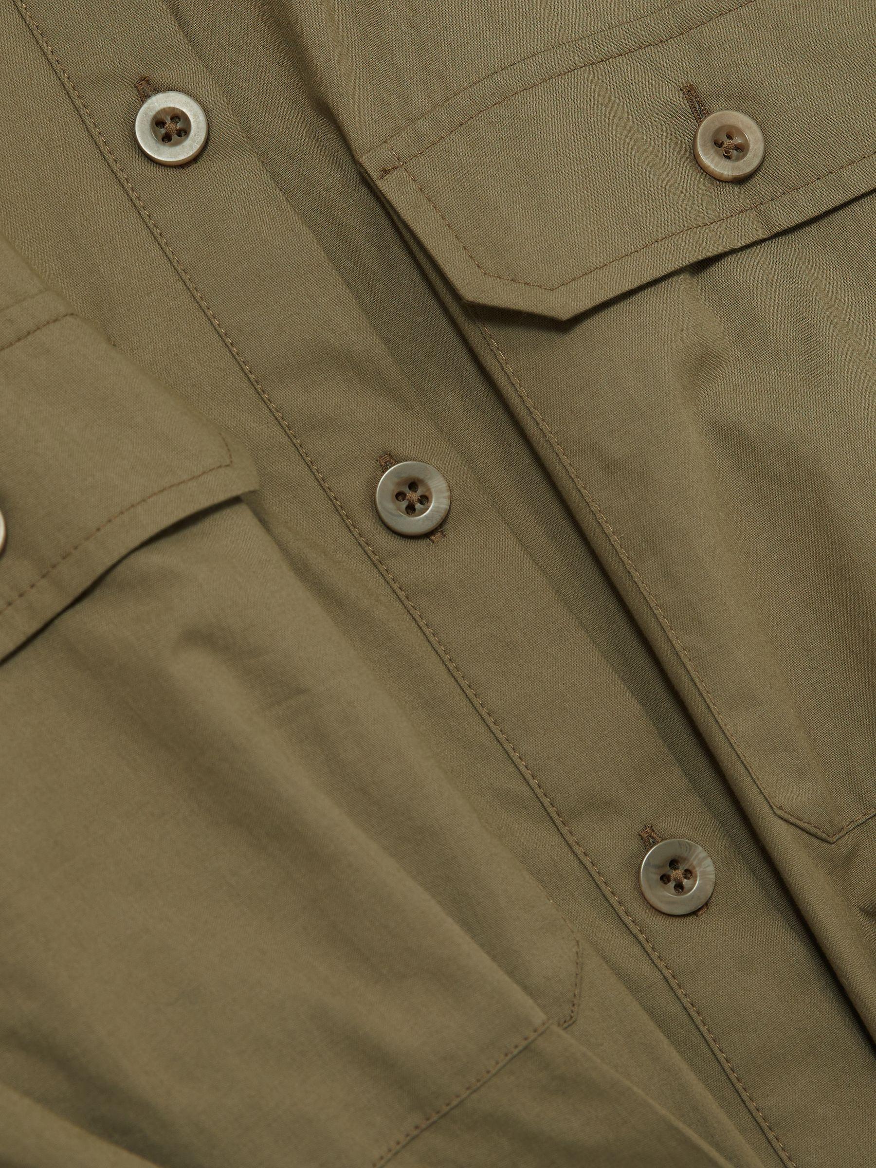 Pleat-Hem Cropped Shirt in Khaki Product Image