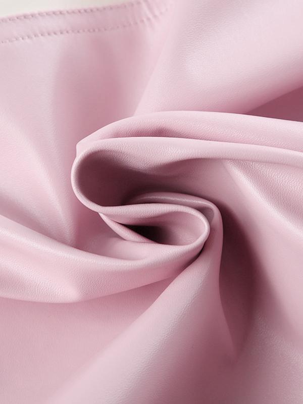 Striped Contrast Color Splice Leather Jacket Product Image