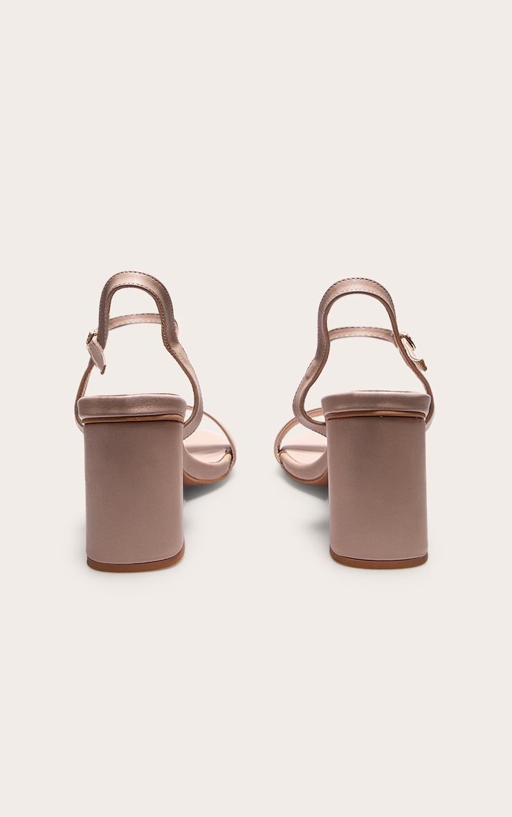 Nude PU Basic Strap Detail Low Heeled Sandals Product Image