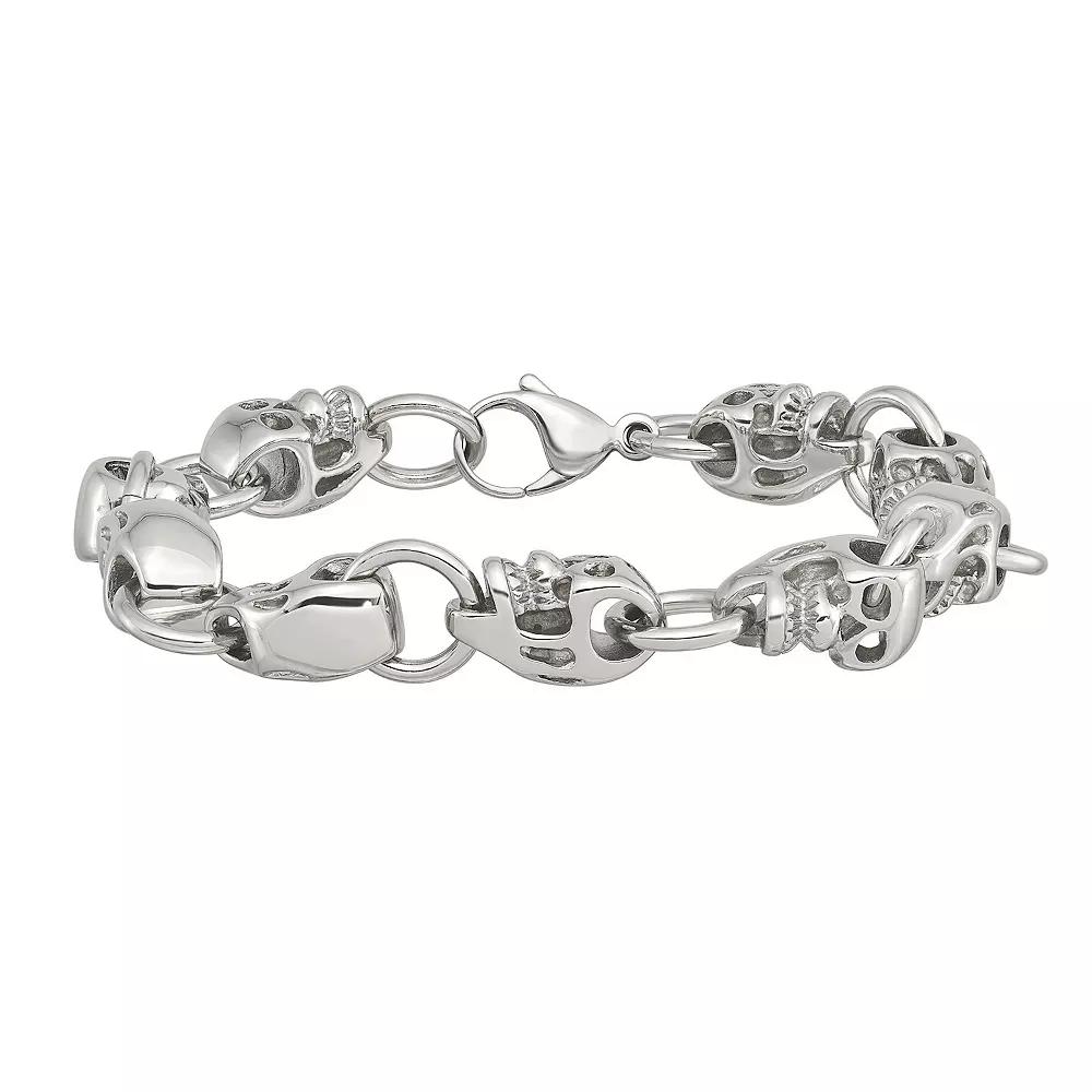 Men's Stainless Steel Polished Skull Bracelet Product Image