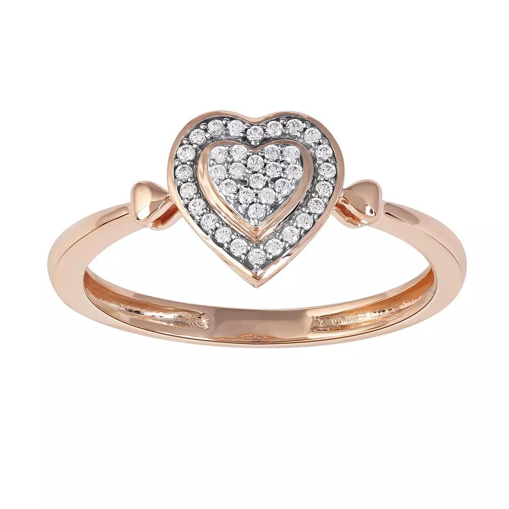 DeCouer Sterling Silver 1/10 Carat T.W. Diamond Heart Promise Ring, Women's, Size: 5.50, Rose Gold Tone Product Image