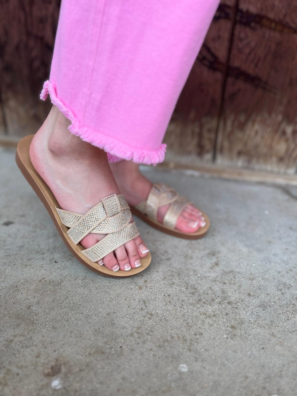 Cindy Sparkly Nude Slides* Product Image