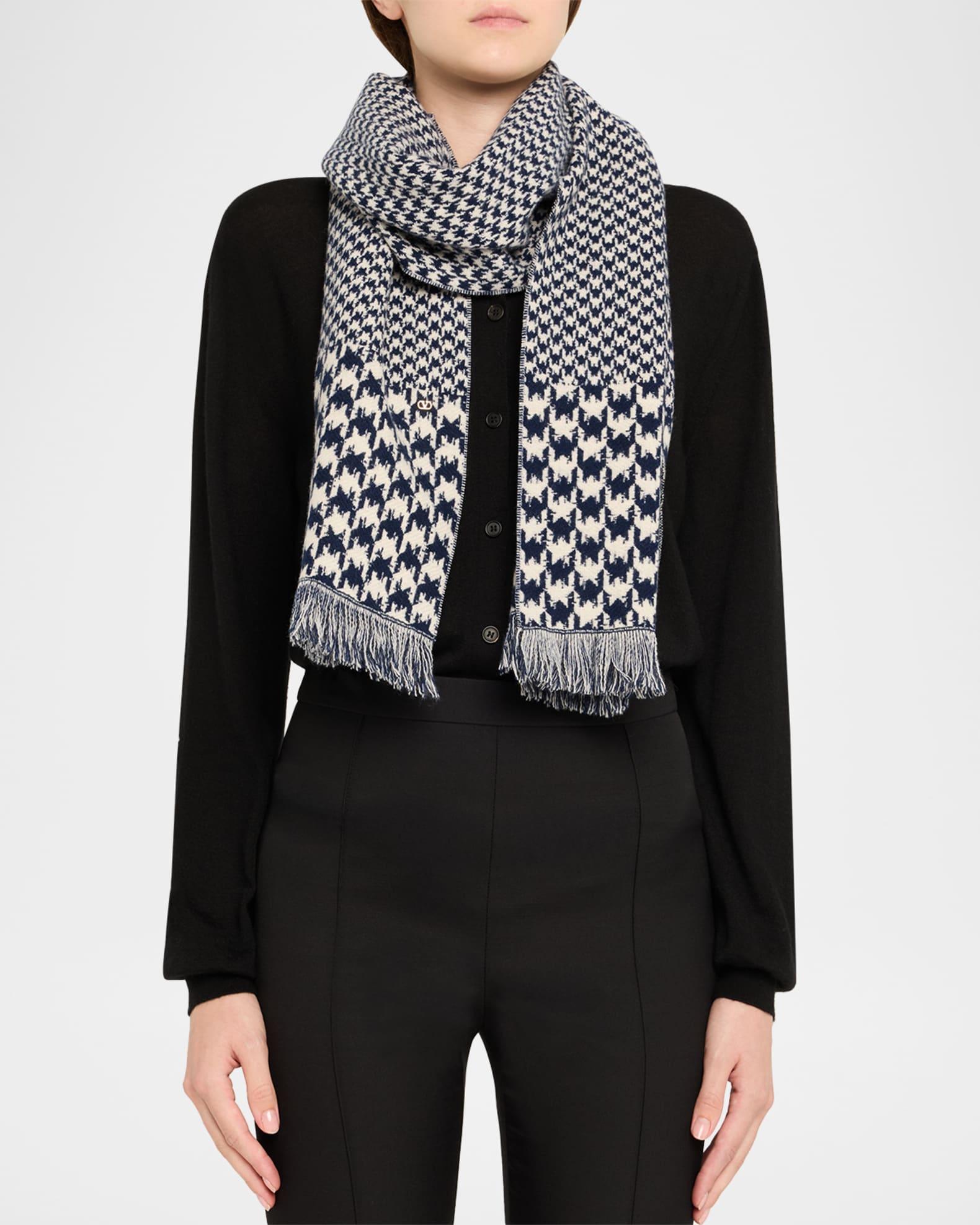 Houndstooth Jacquard Knit Scarf Product Image