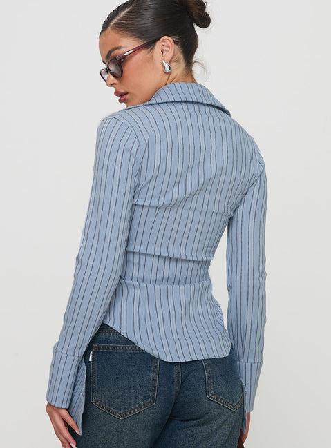 Madlin Long Sleeve Top Blue Stripe Product Image