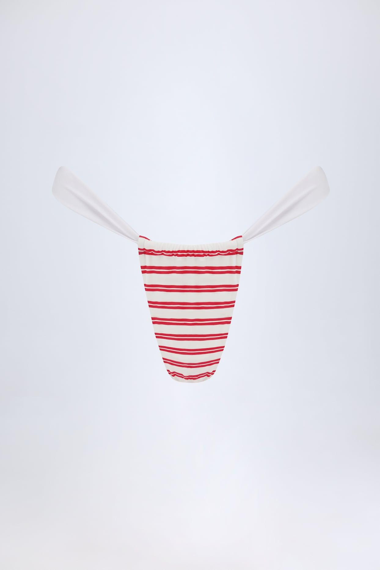 Ruched Cheeky Bikini Bottoms in Cherry Red Product Image