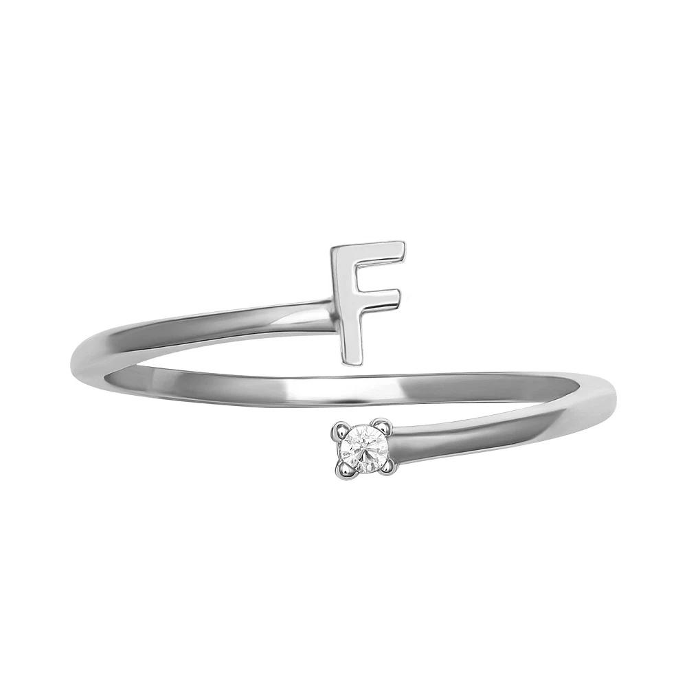 PRIMROSE Sterling Silver Cubic Zirconia Initial Bypass Band Ring, Women's, Size: 7, Gold Tone F Product Image