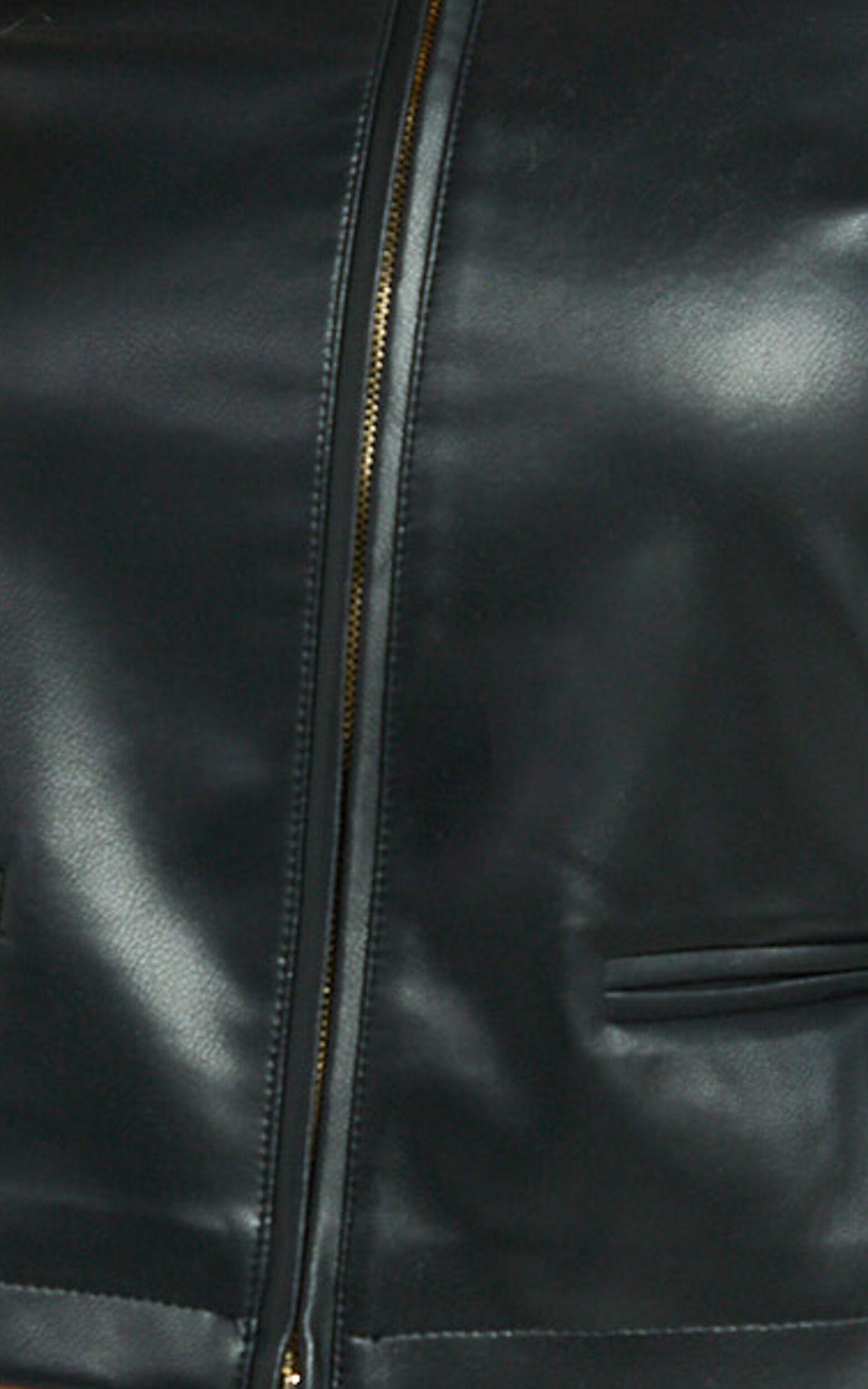 Heather Jacket - Faux Leather Crop Fitted Jacket in Black Product Image