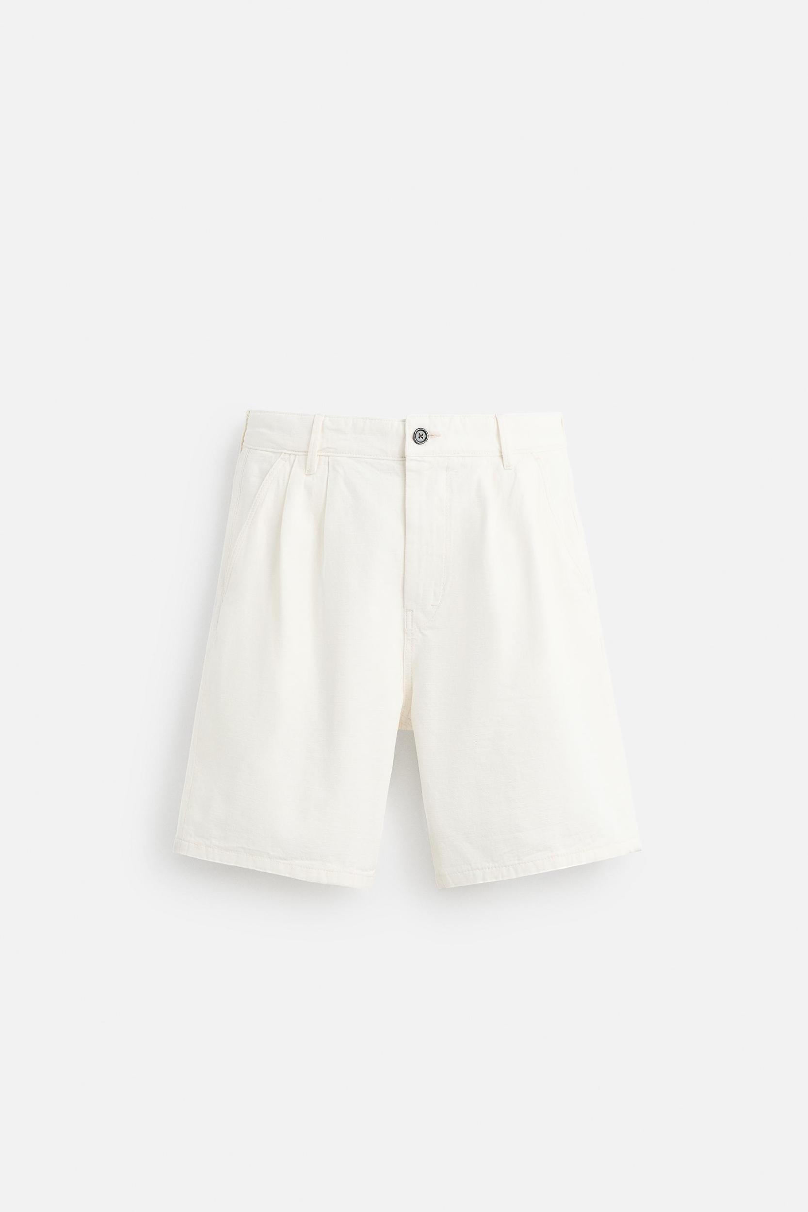 RELAXED FIT PLEATED BERMUDA SHORTS Product Image