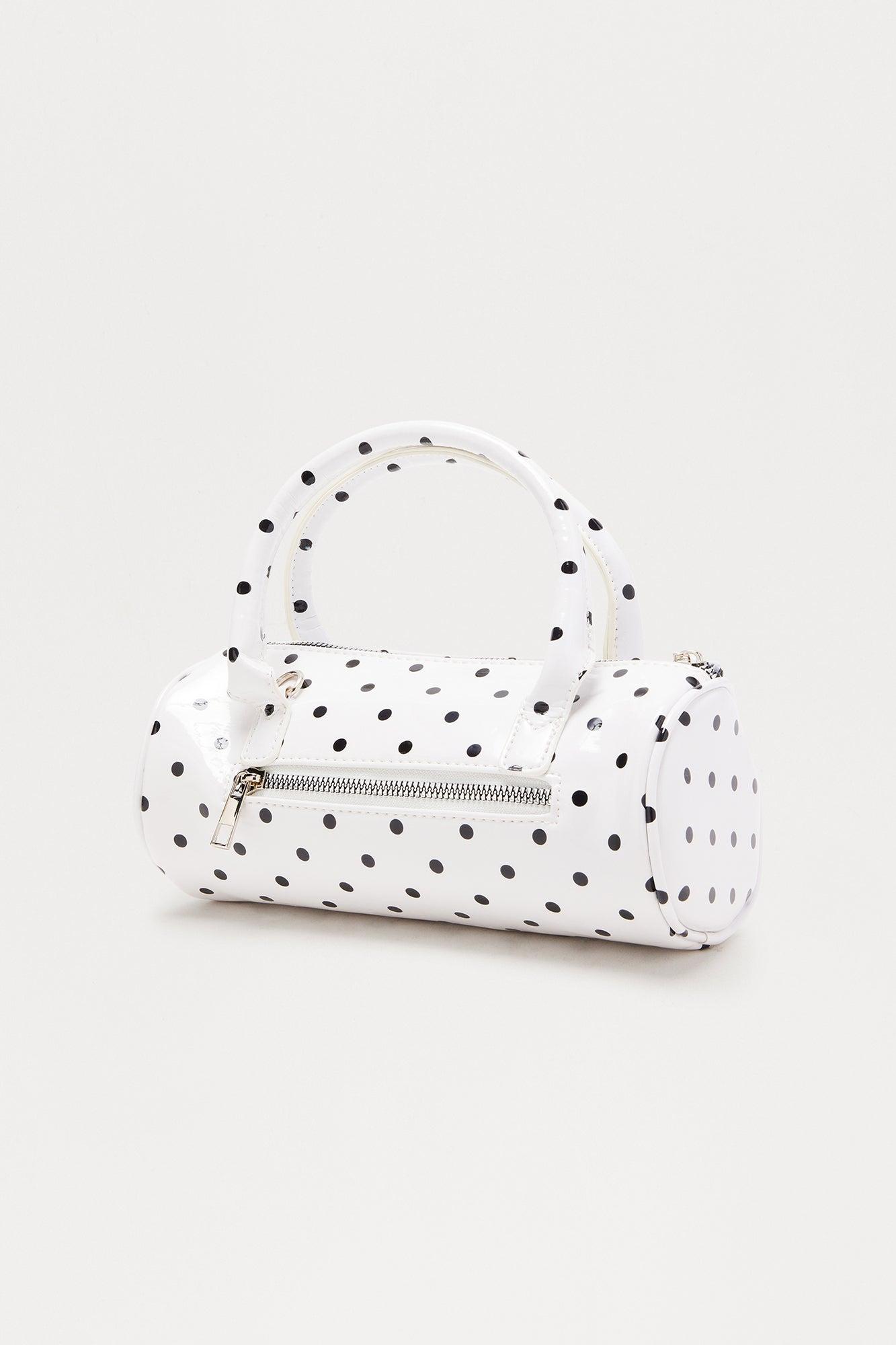 Charming Polka Dot Handbag - White Female Product Image