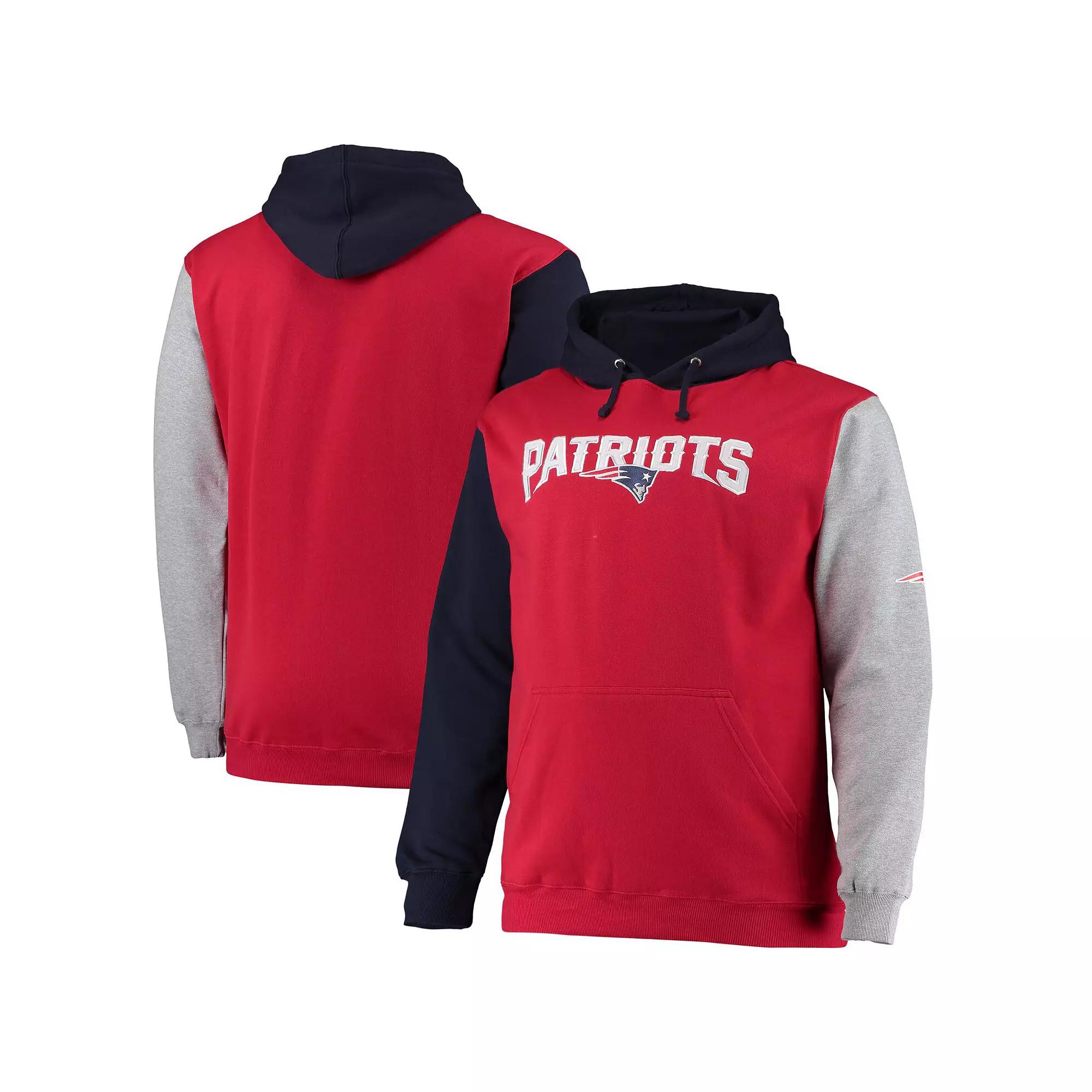 Men's Navy/Red New England Patriots Big & Tall Pullover Hoodie, Size: 2XLT, Blue Product Image