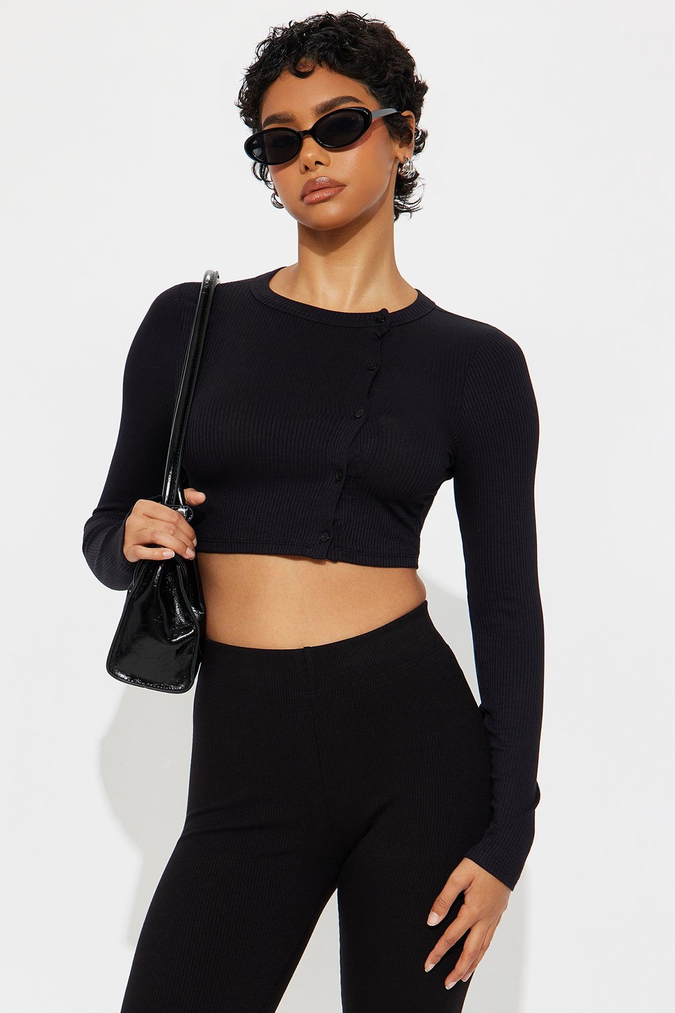 Jana Cropped Long Sleeve Top - Black Female Product Image