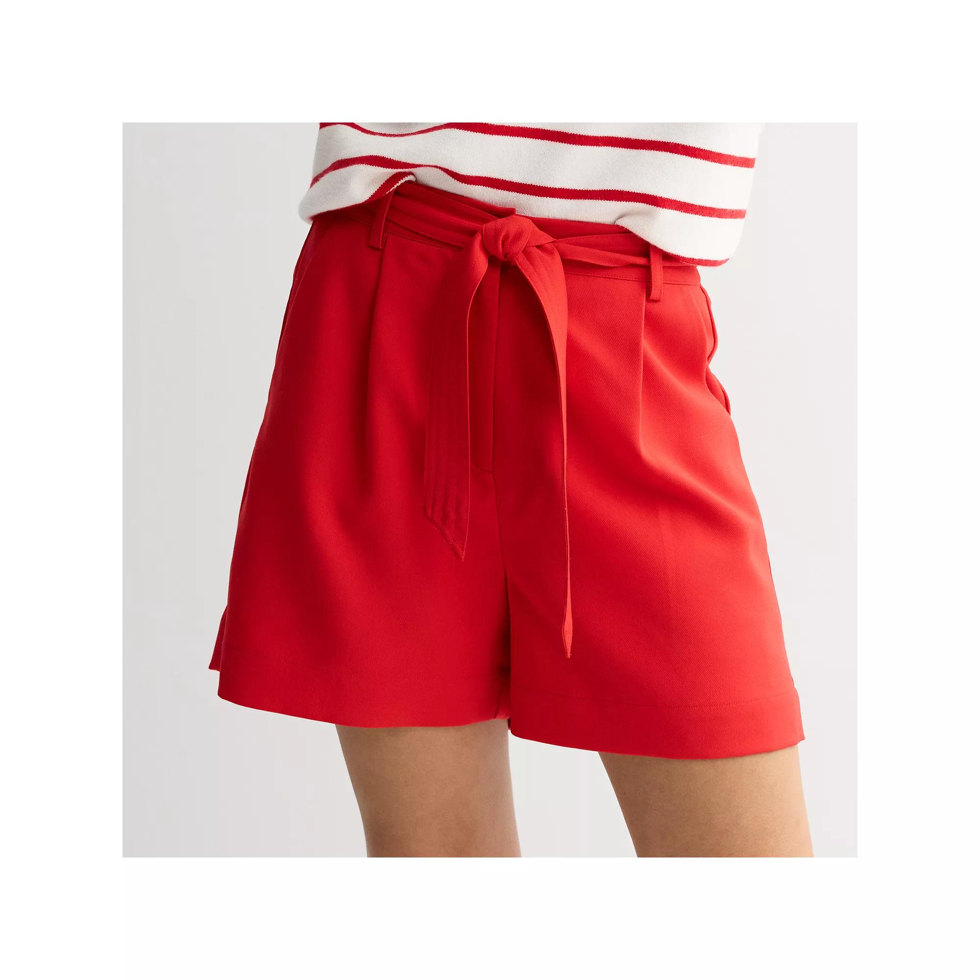 Women's Draper James Twill Belted Shorts, Size: Large, Red Product Image