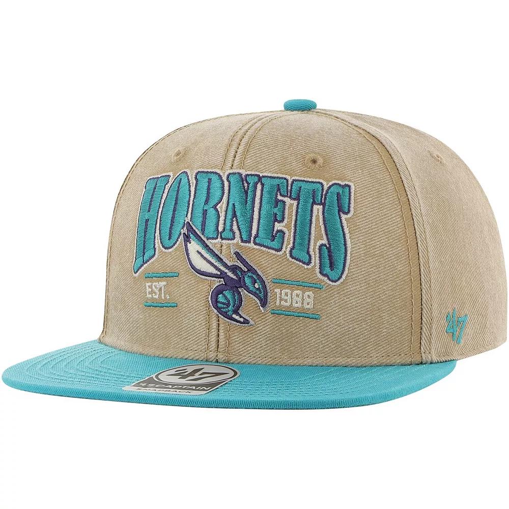 Men's '47 Khaki/Teal Charlotte Hornets Chilmark Captain Snapback Hat, Chr Beig K Product Image