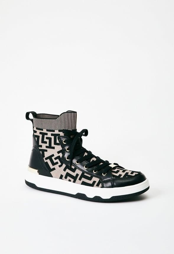 JustFab Margaux Platform Loafer Pump Womens Black/ White Size 8.5 Product Image