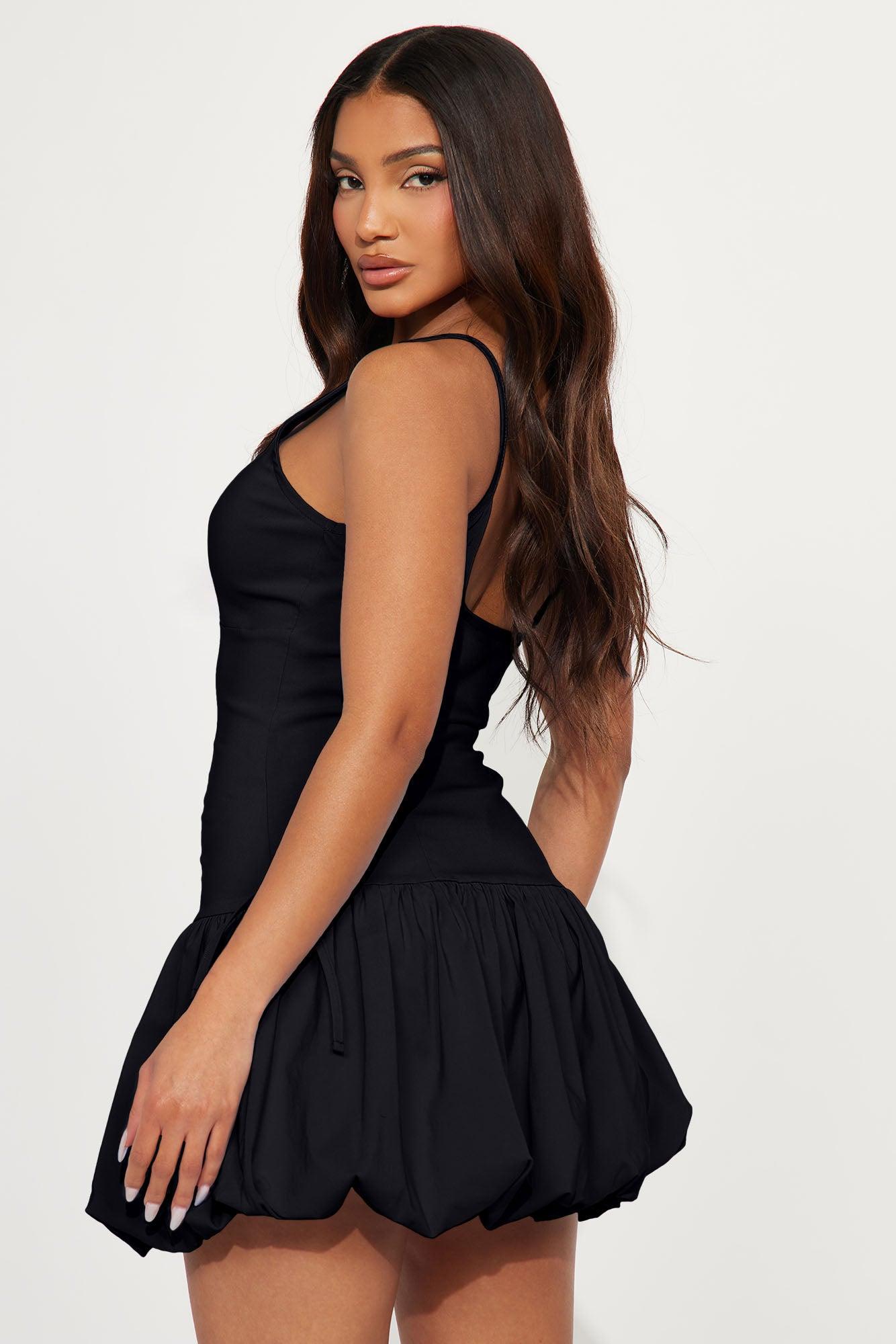 Coquette Cove Bubble Mini Dress - Black Product Image