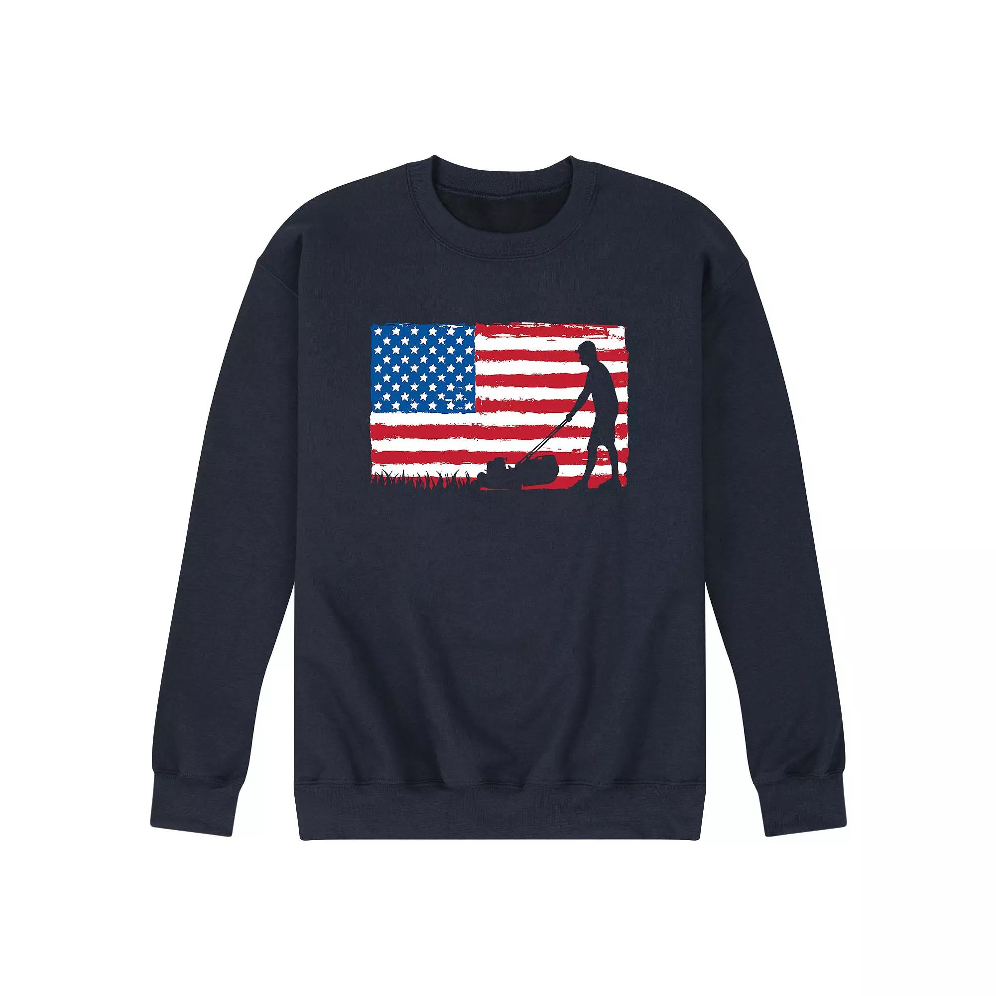 Men's Lawn Mower Flag Graphic Fleece Pullover,  Product Image