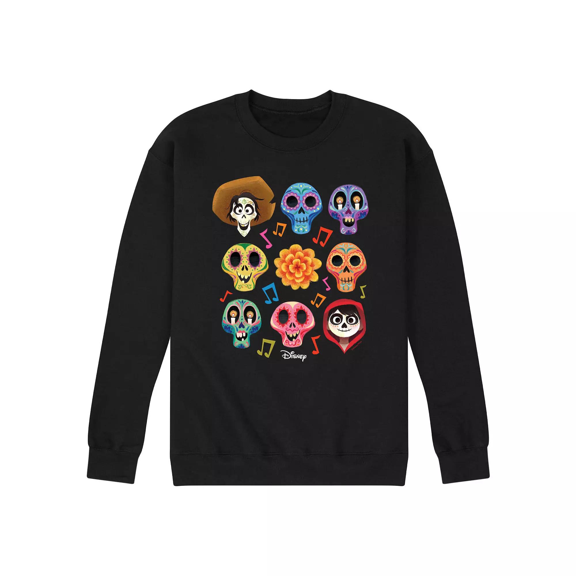 Disney / Pixar's Coco Men's Character Grid Sugar Skull Fleece Sweatshirt,  Product Image