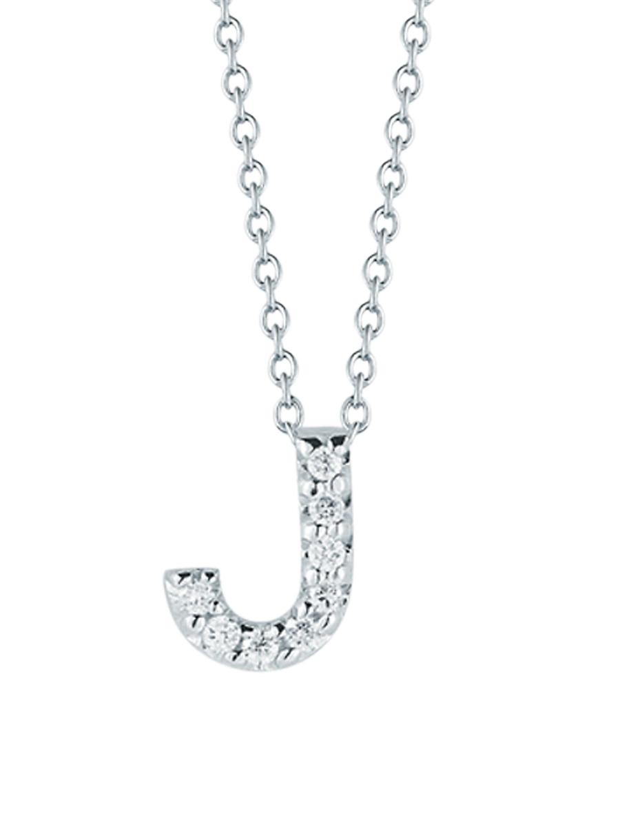 Womens Tiny Treasures 0.08 TCW Diamond & 18K White Gold Initial Necklace Product Image