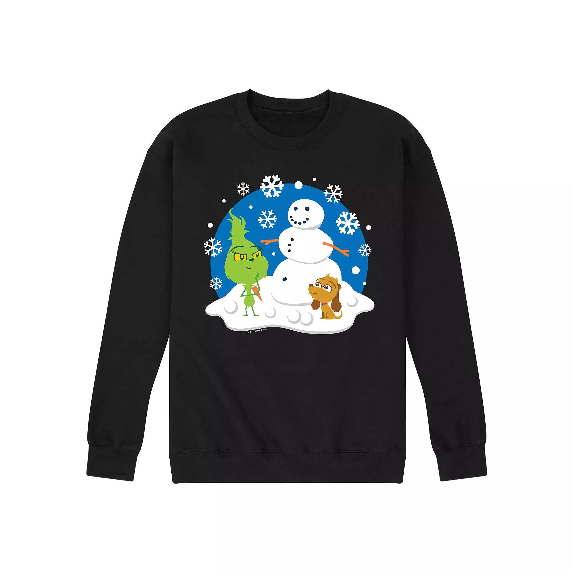 Men's Dr. Seuss The Grinch Building Snowman Fleece Sweatshirt,  Product Image