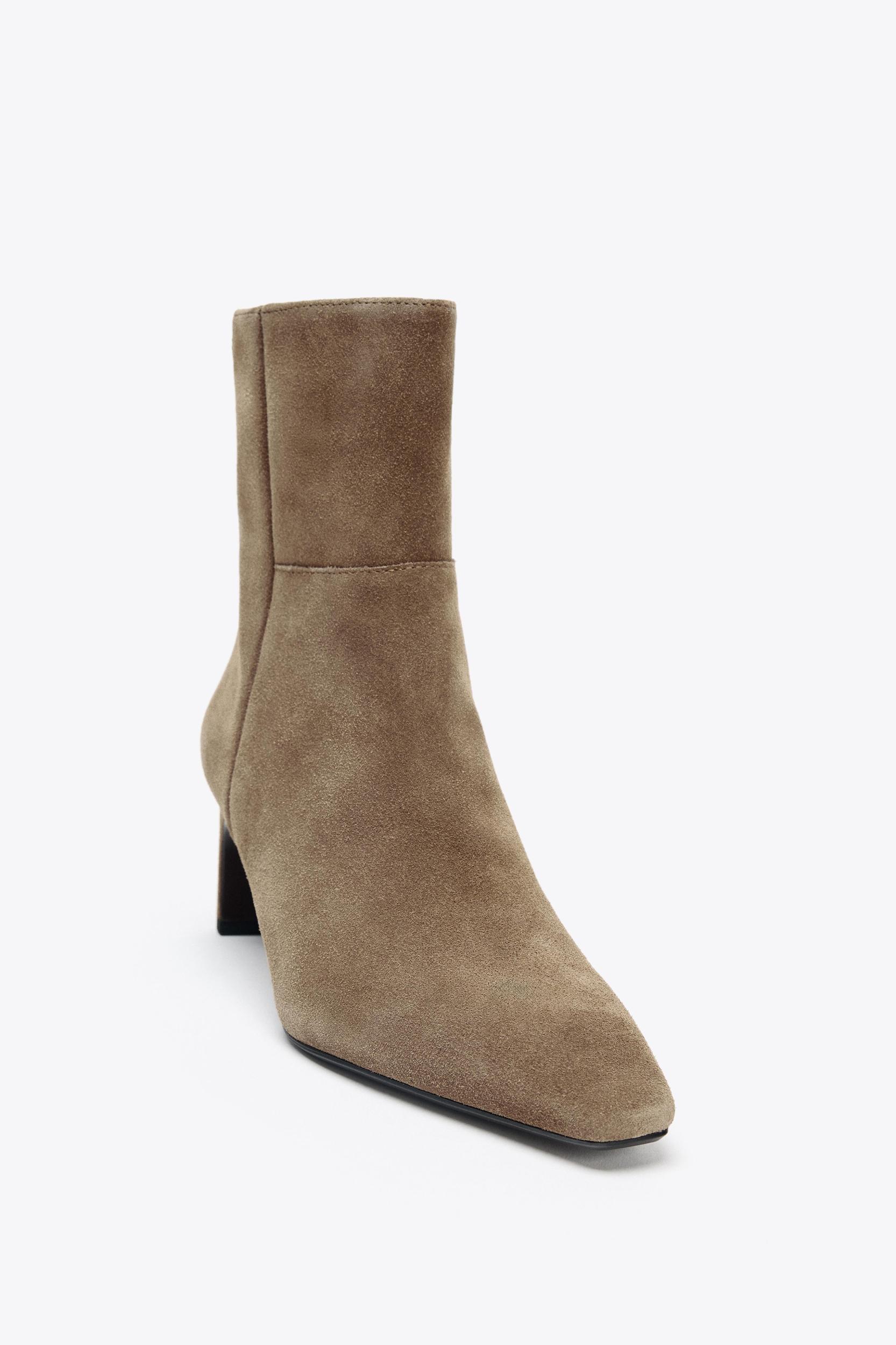 SUEDE KITTEN HEEL ANKLE BOOTS Product Image
