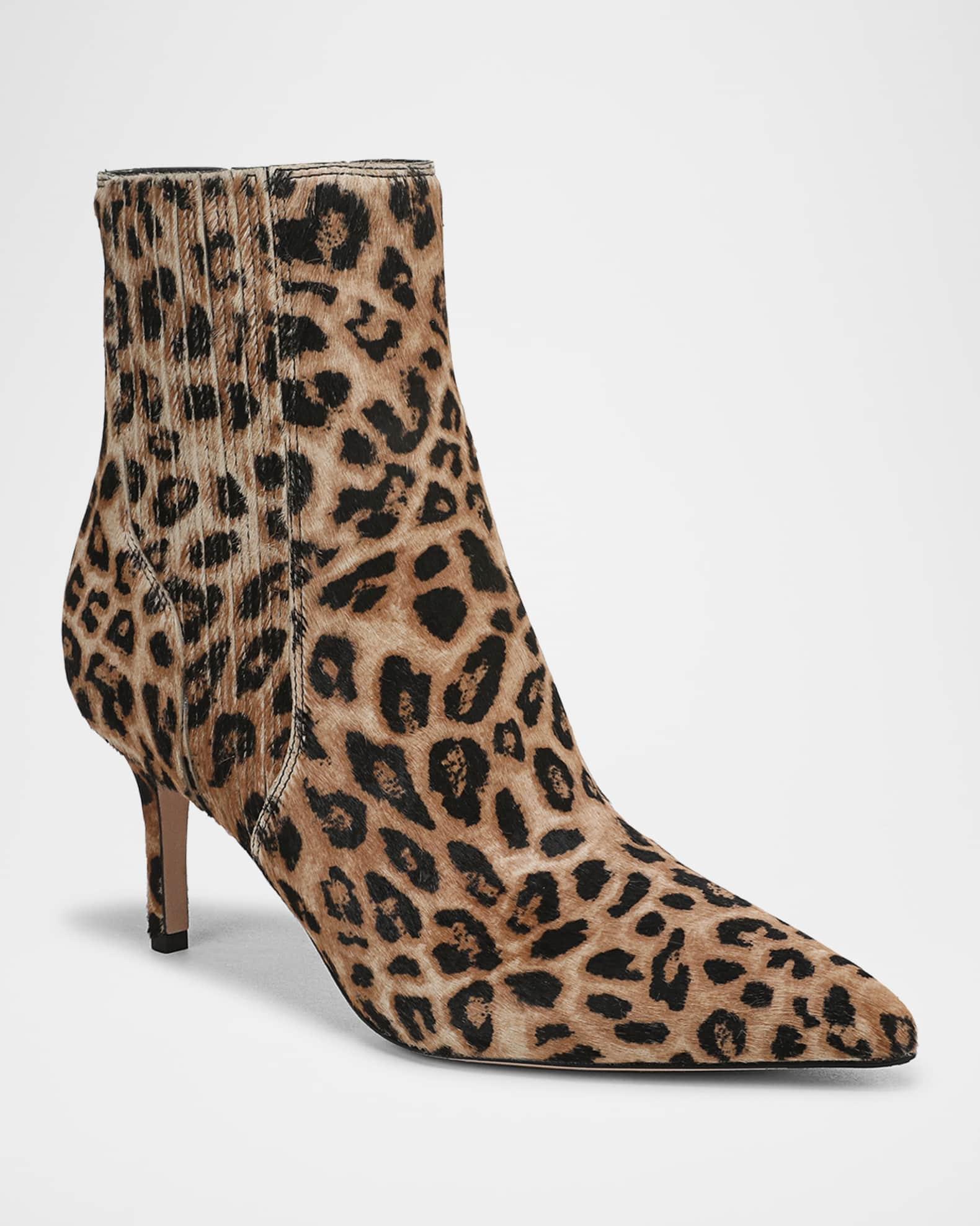 Leopard-Print Pony Hair Chelsea Ankle Booties Product Image